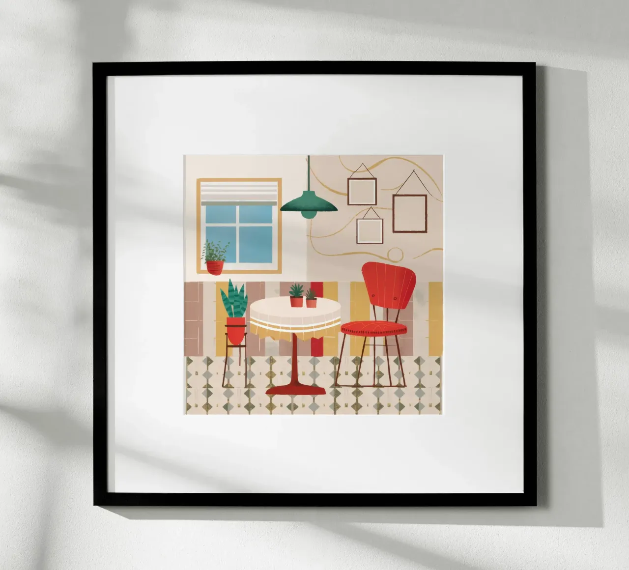 Angolo tranquillo del caffè poster con telaio in alluminio da Nova Glaze