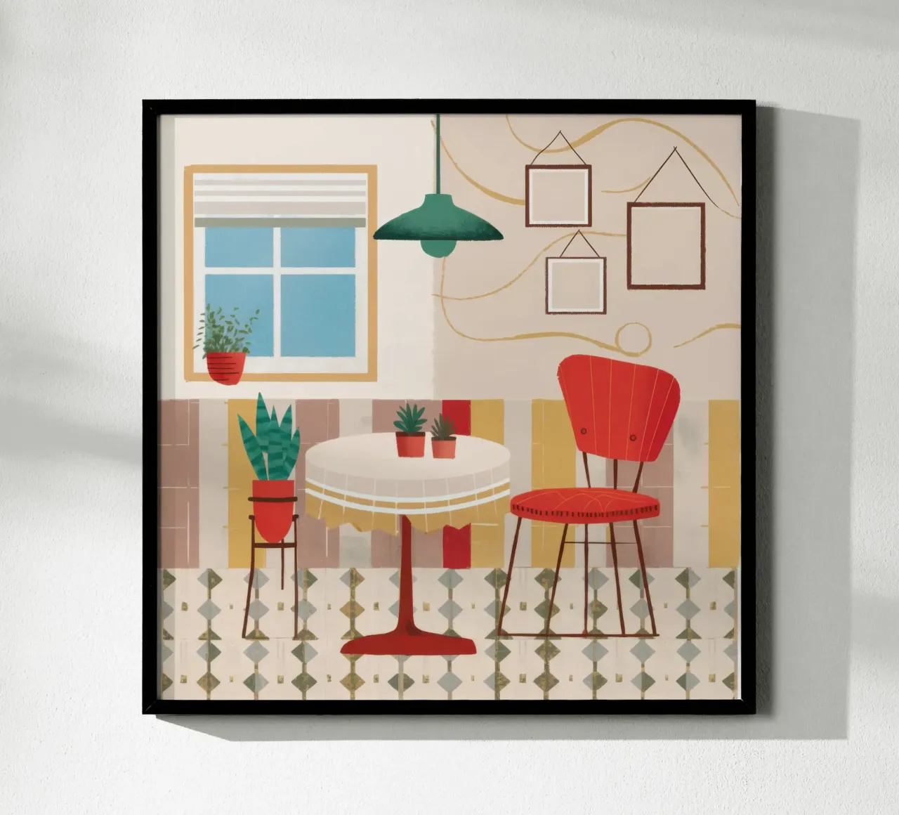 Angolo tranquillo del caffè poster con telaio in alluminio da Nova Glaze