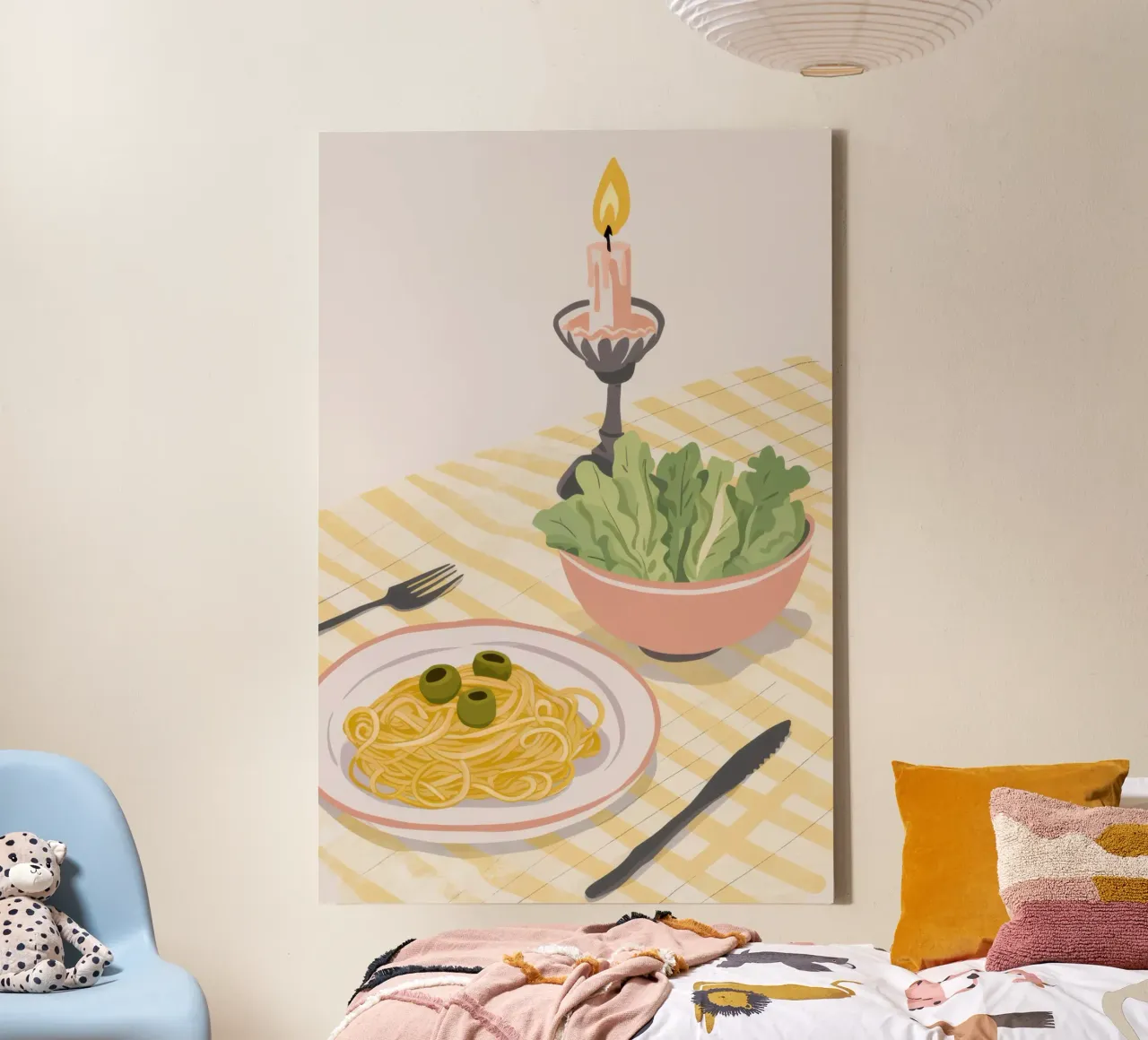 Pasta sereniteit bij kaarslicht canvas met Baklijst van Scaller Stars