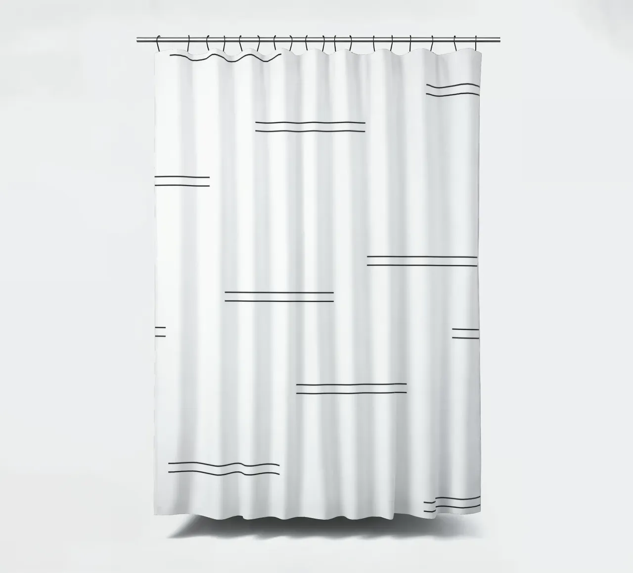 Minimal Abstract Double Lines | Black on White shower curtain by Beauty in Simplicity