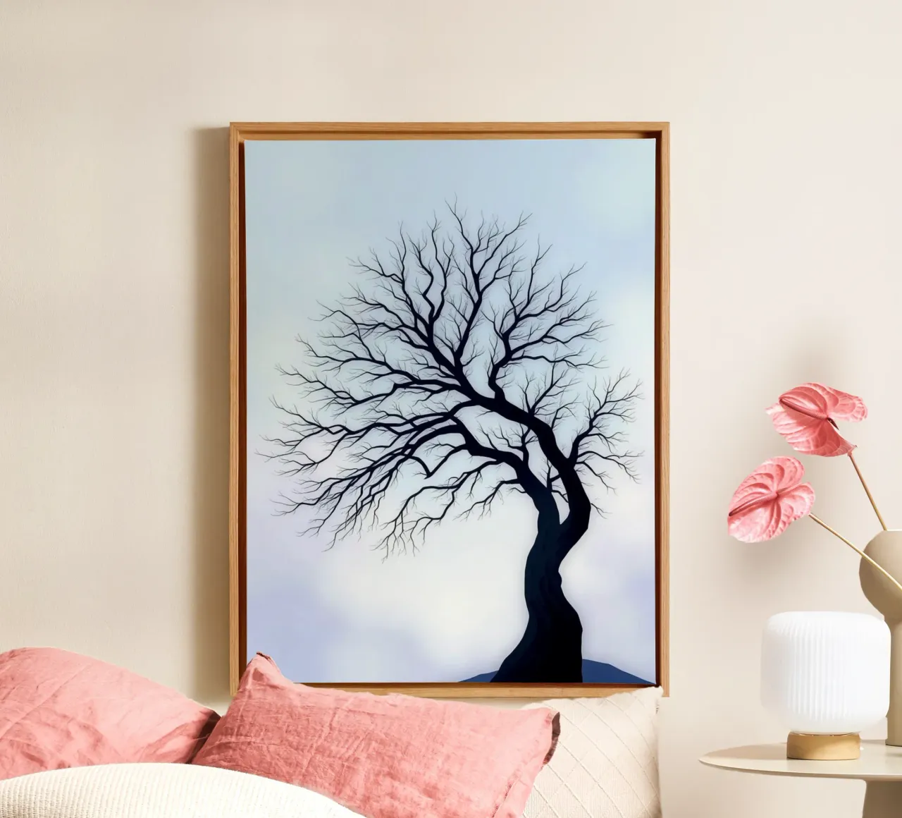 Sussurri d'inverno: Una silhouette di struggente bellezza tela con Cornice a cassetta da Artistic-shop