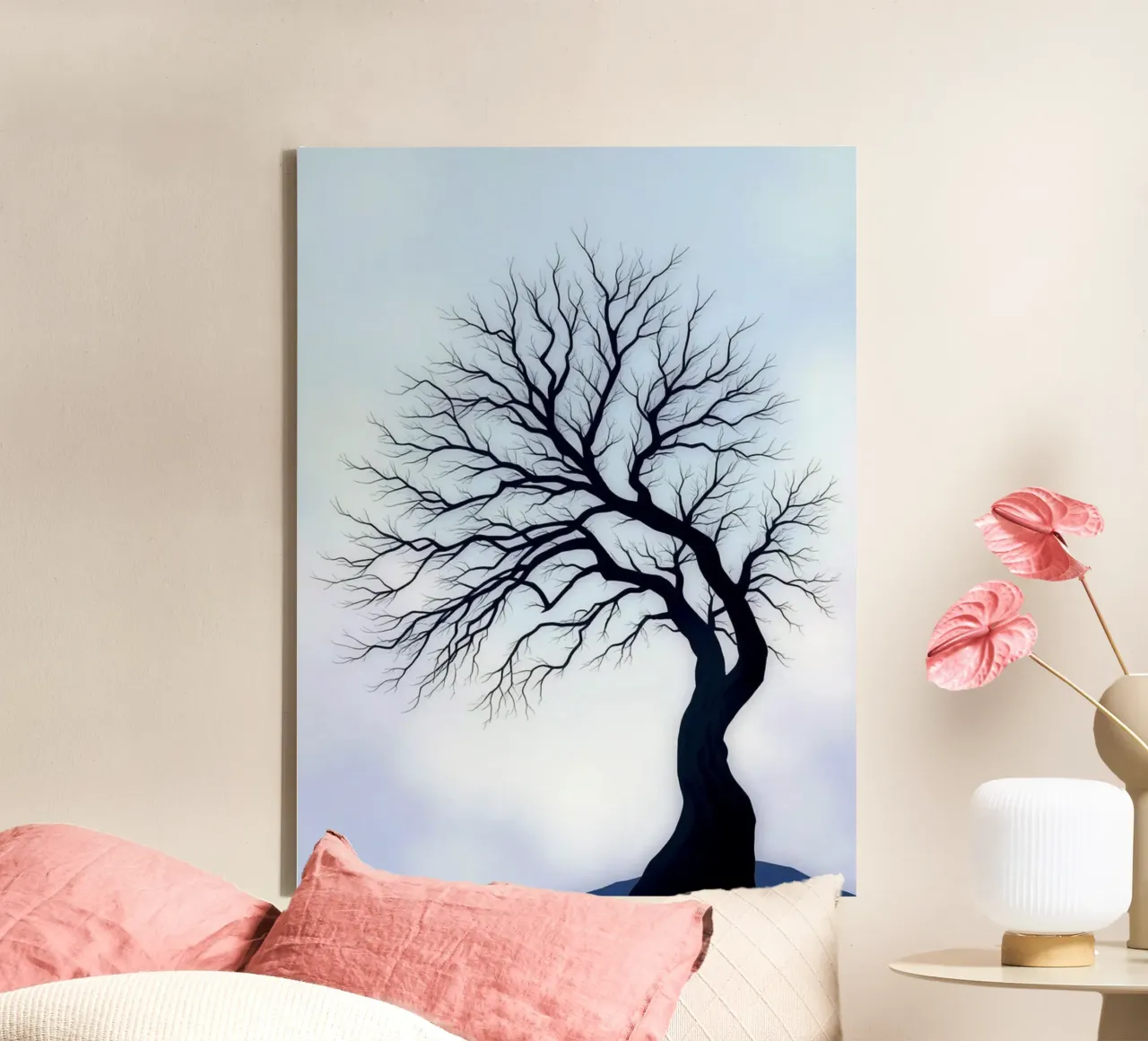 Sussurri d'inverno: Una silhouette di struggente bellezza tela con Cornice a cassetta da Artistic-shop