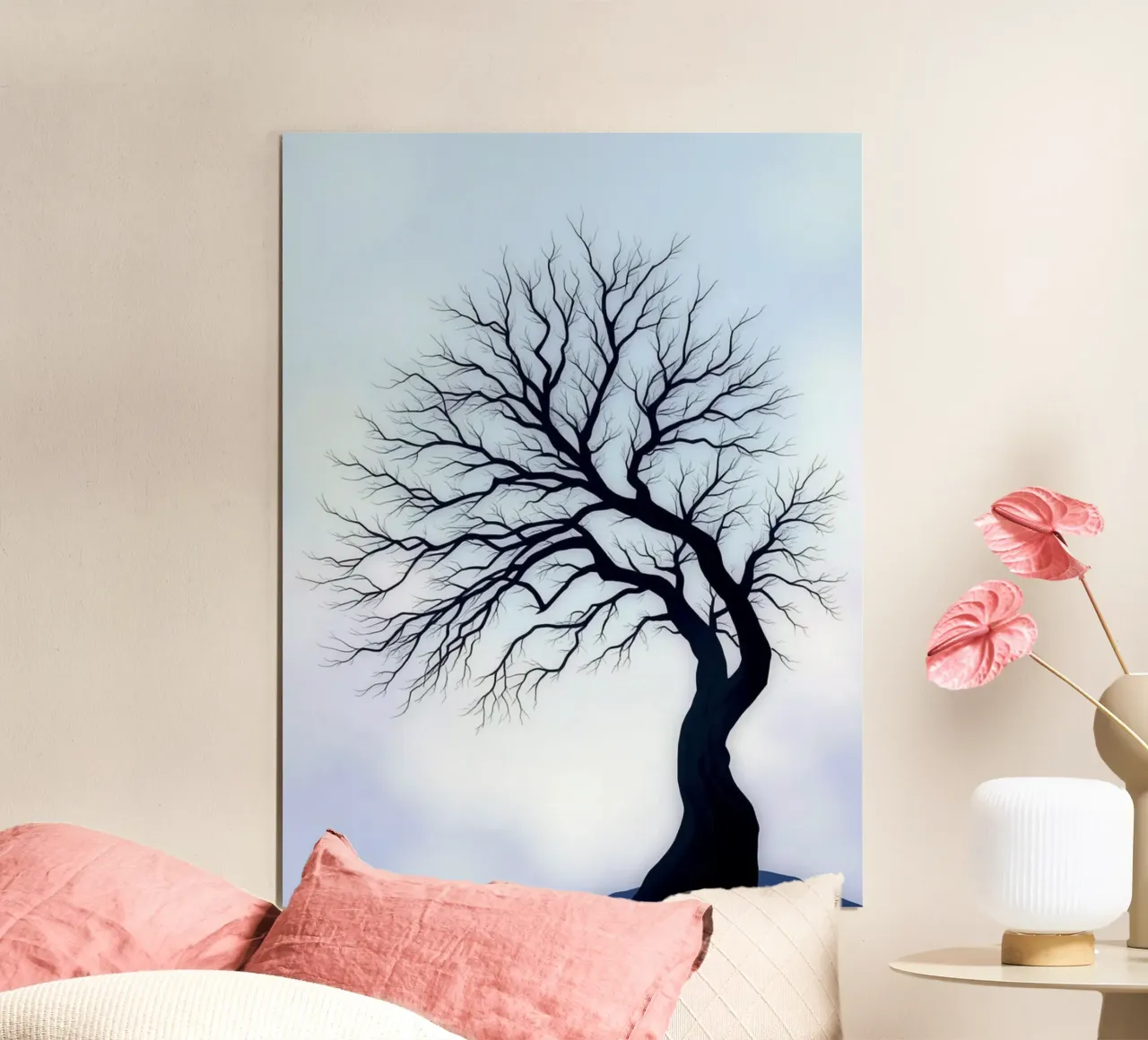 Sussurri d'inverno: Una silhouette di struggente bellezza poster con telaio in alluminio da Artistic-shop