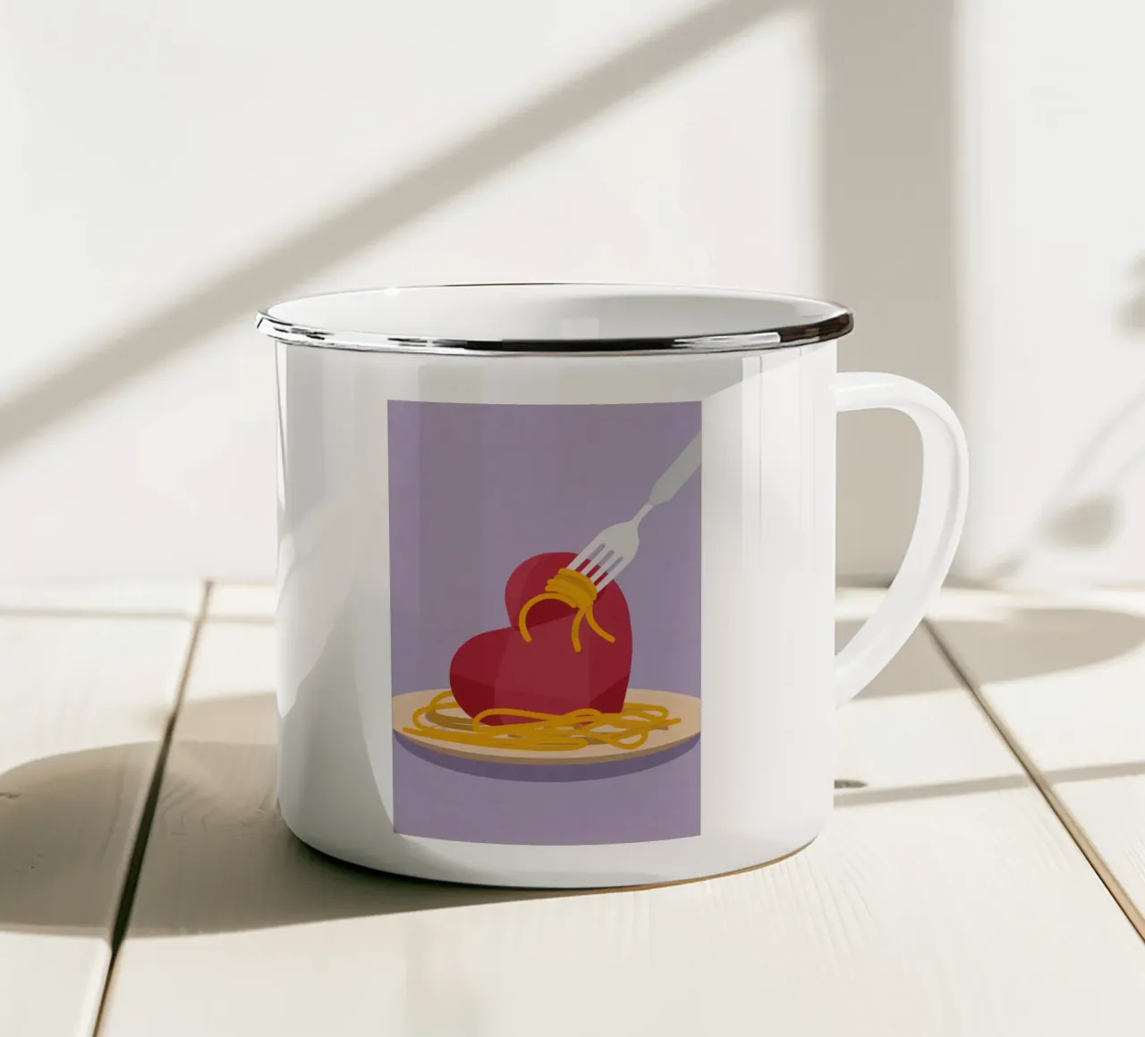 Heart Of Spaghetti tazza in smalto da Nova Glaze