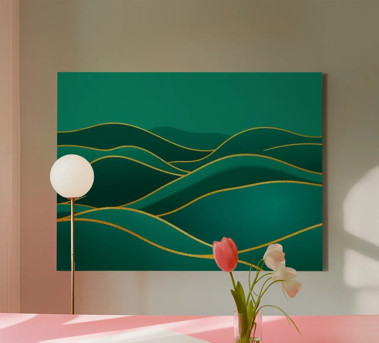 A Verdant Journey Through Rolling Hills: canvas with Floater frame by Artistic-shop