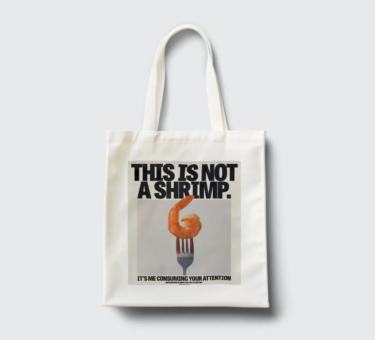 "THIS NOT A SHRIMP" borsa in juta da Type & Tape