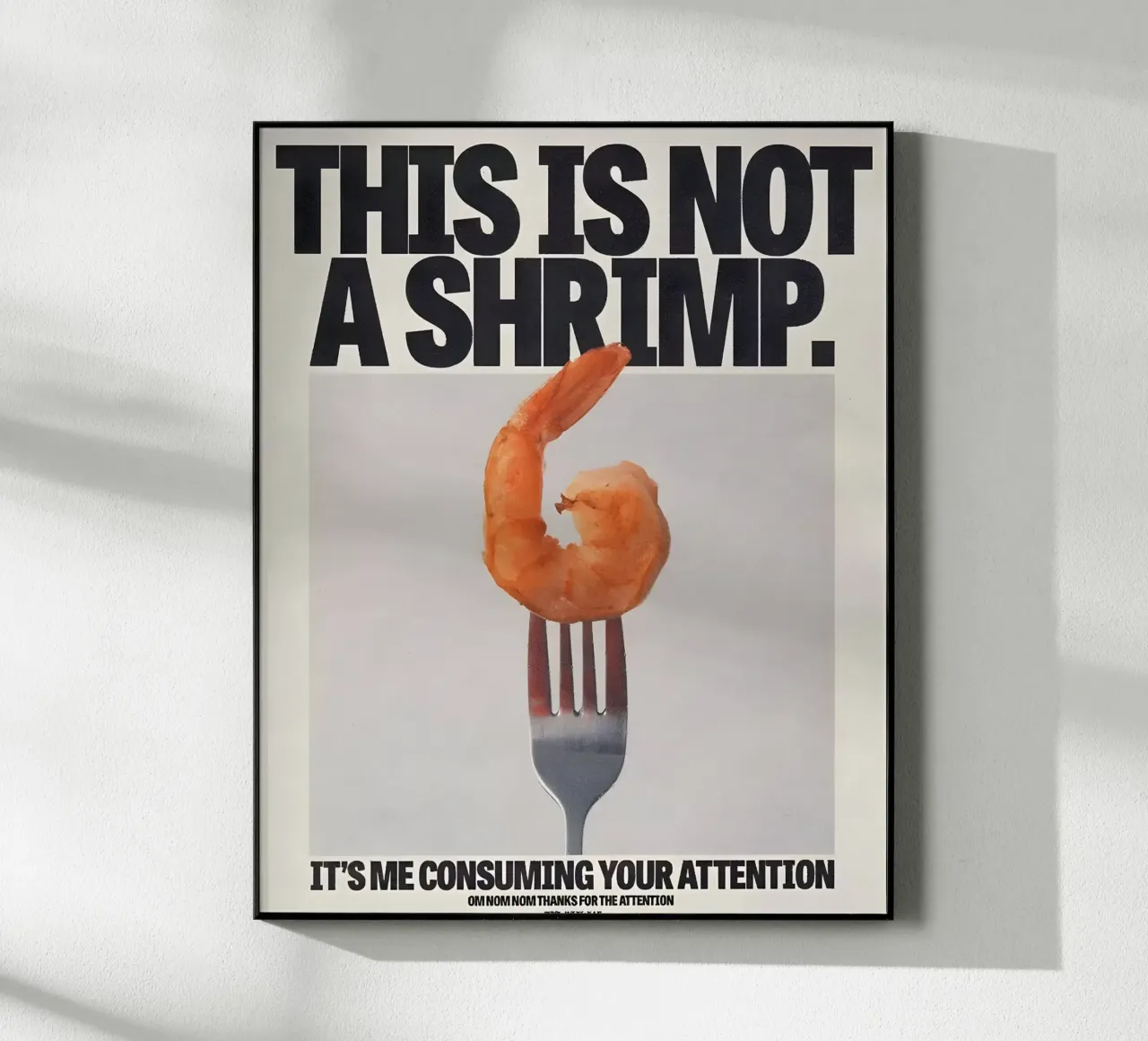 "THIS NOT A SHRIMP" plexiglass da Type & Tape