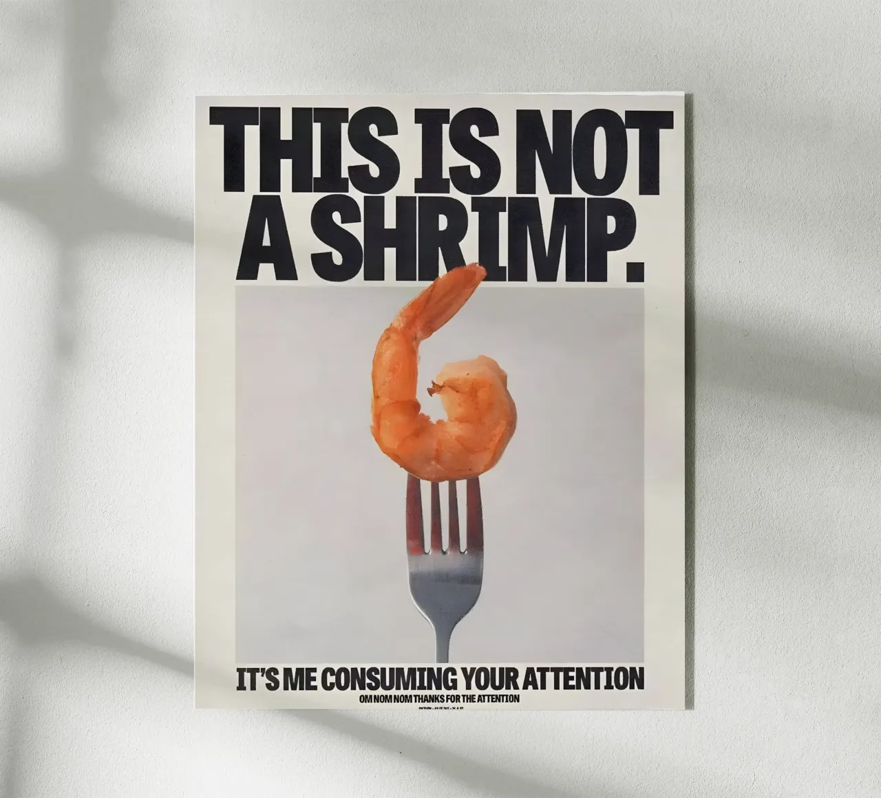 "THIS NOT A SHRIMP" plexiglass da Type & Tape