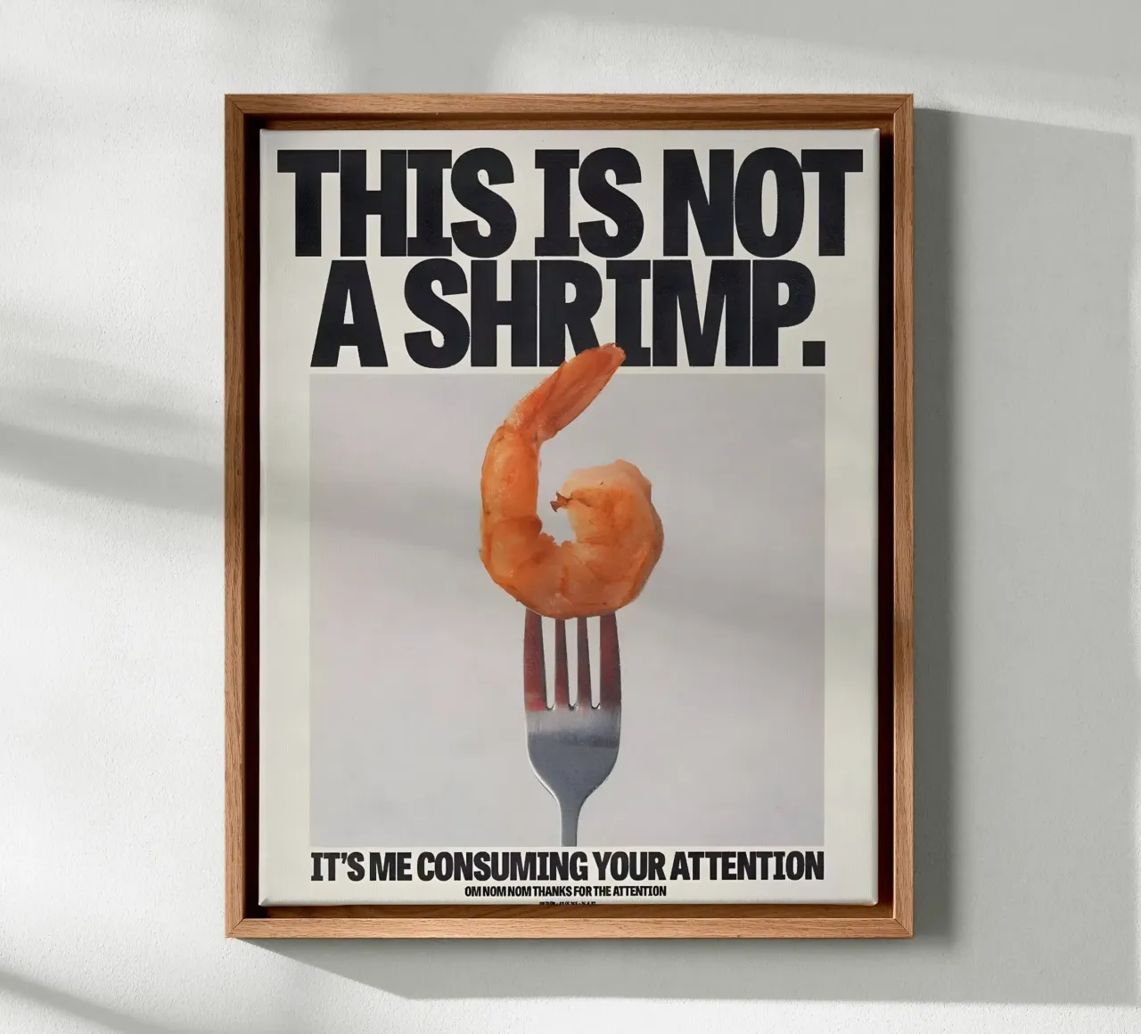 "THIS NOT A SHRIMP" Leinwand mit Schattenfugenrahmen von Type & Tape