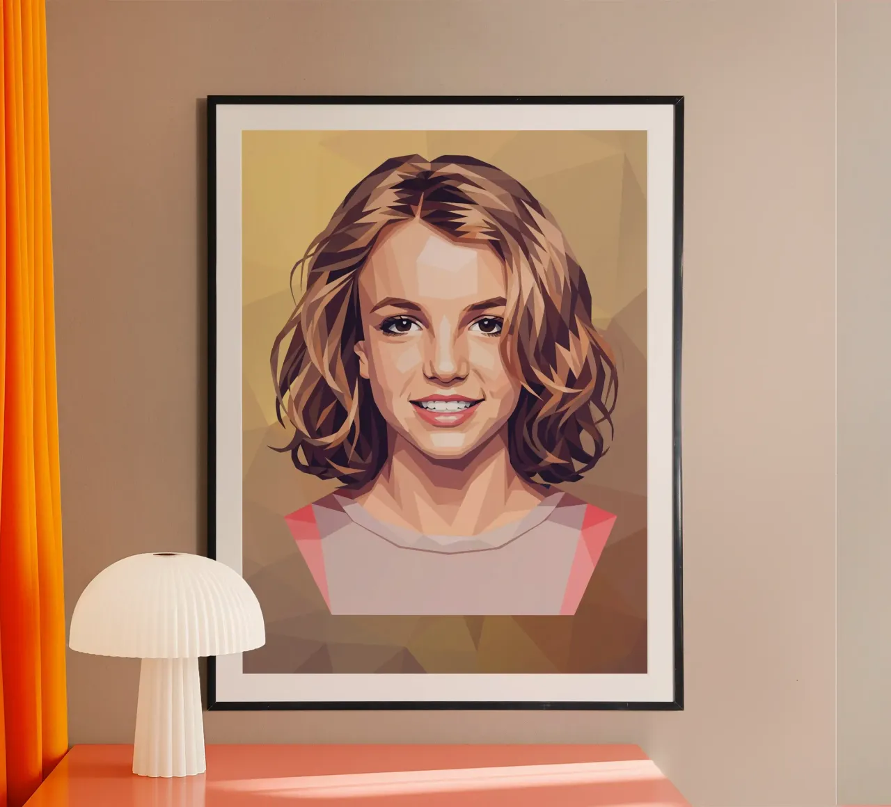 Britney Spears Lowpoly poster con telaio in alluminio da Low Profile