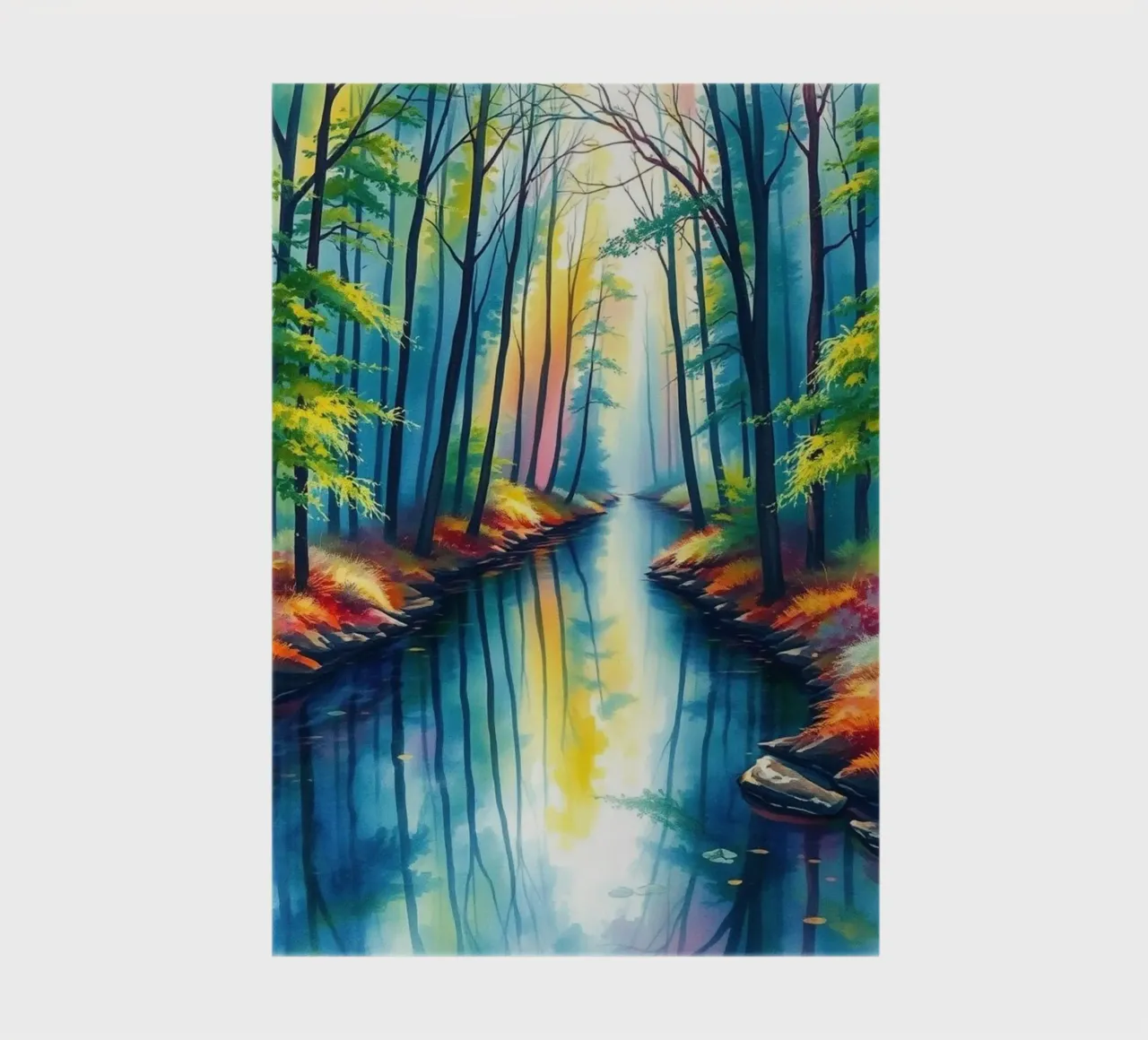 Serene Forest Stream: A Vibrant and Luminous Journey notebook by Artistic-shop