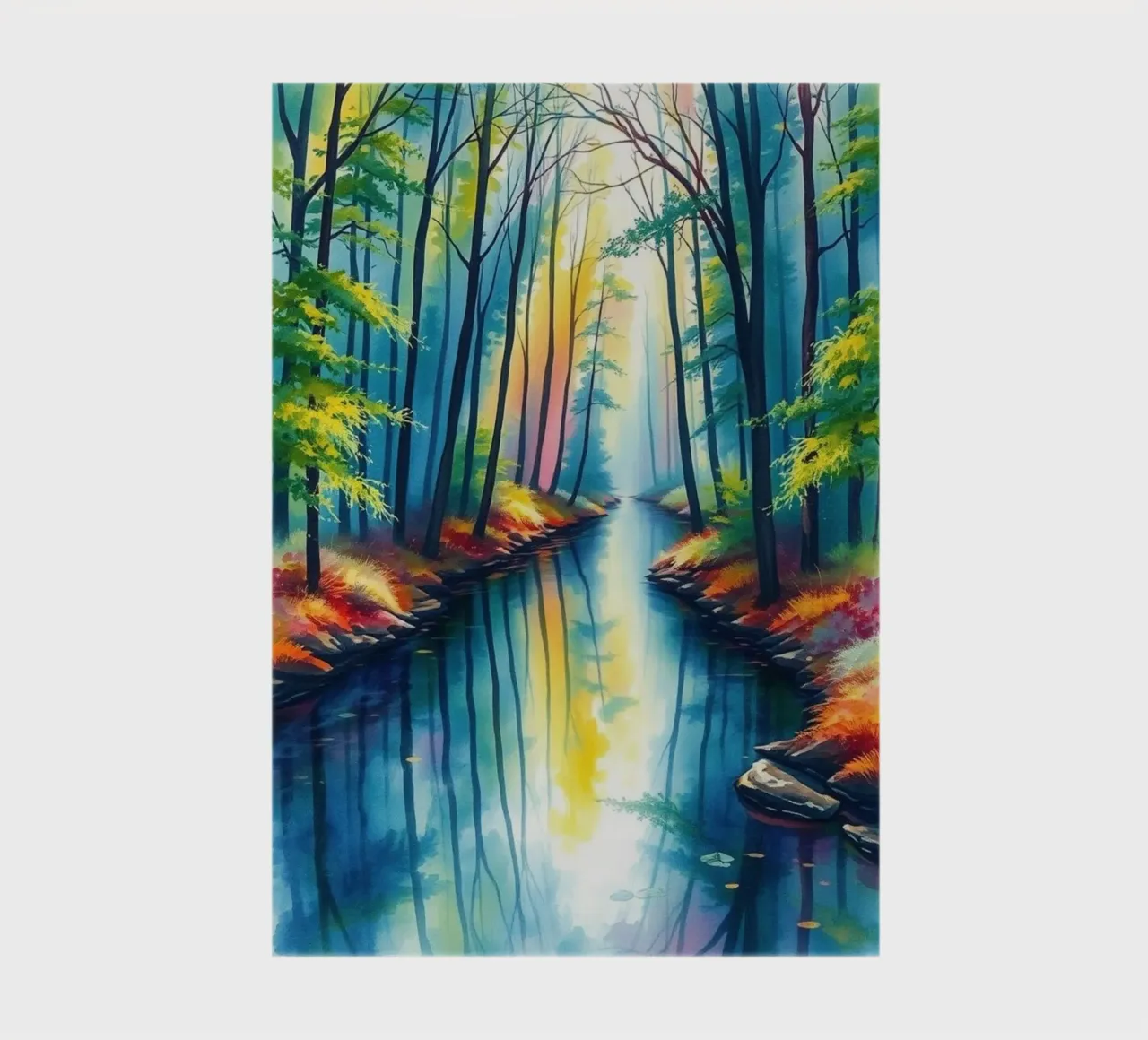 Serene Forest Stream: A Vibrant and Luminous Journey notebook by Artistic-shop