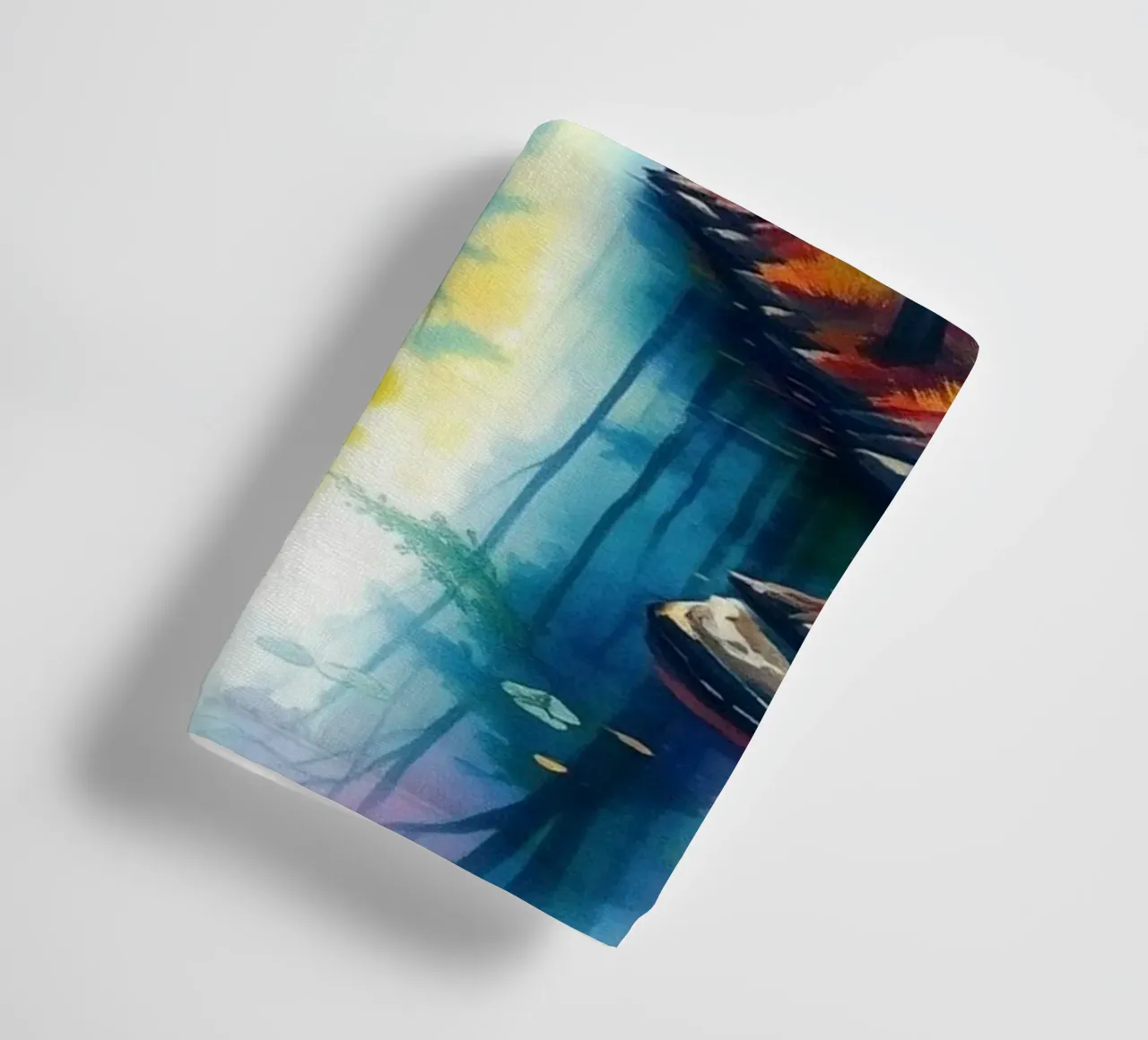 Serene Forest Stream: A Vibrant and Luminous Journey towel by Artistic-shop