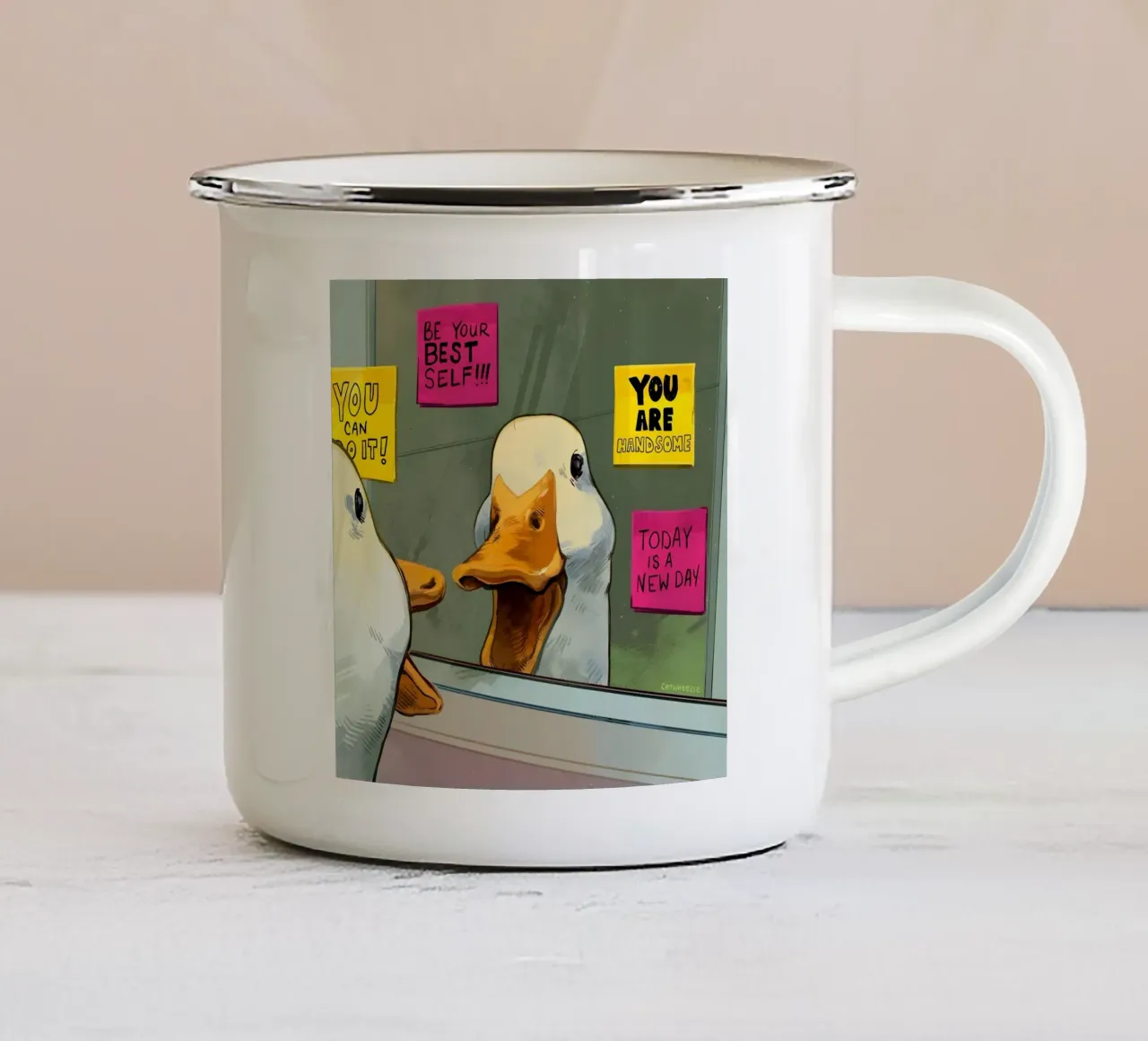 "BE YOUR BEST SELF!" tazza in smalto da Type & Tape