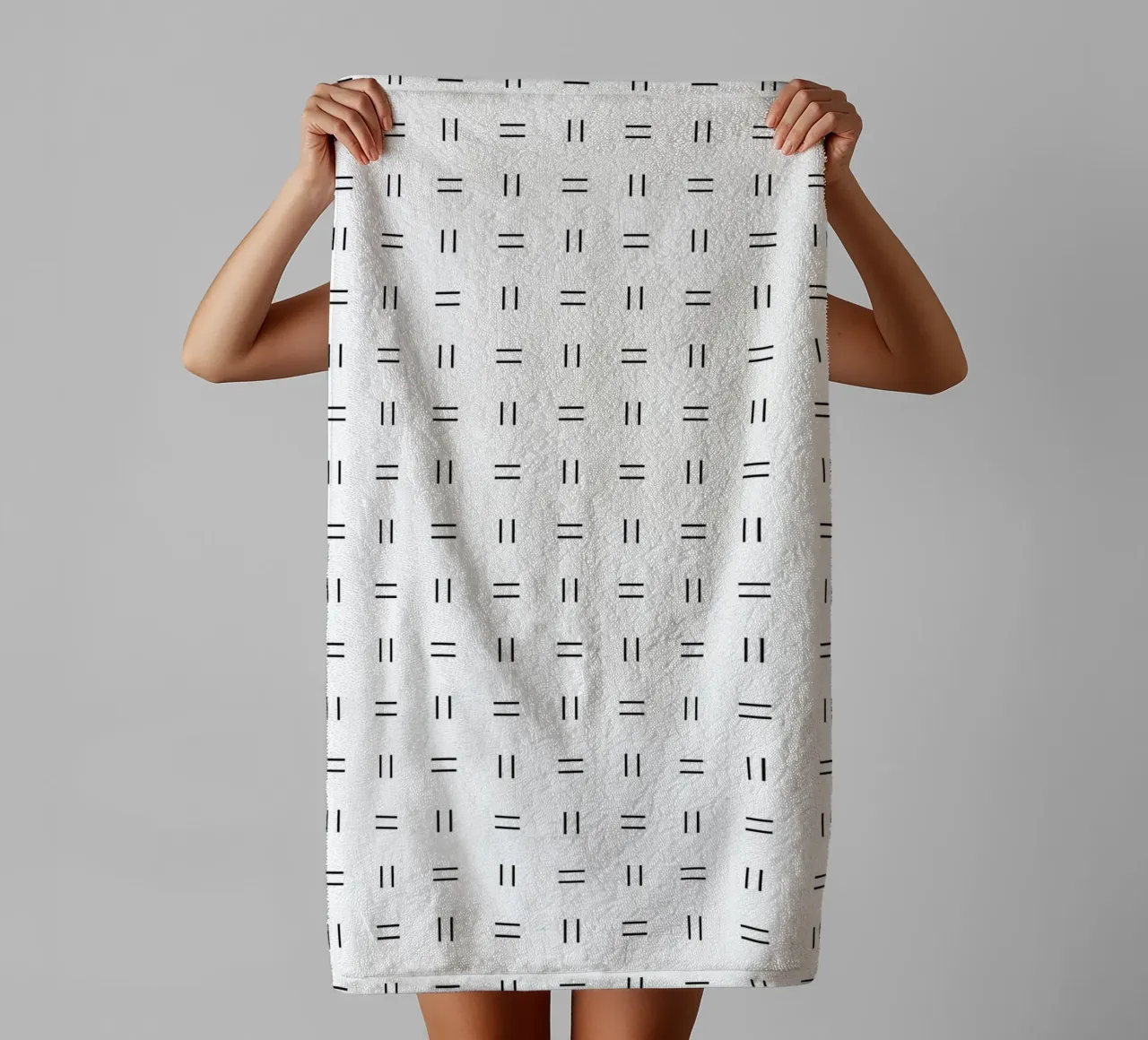 Minimal Scandi Double Lines | Black on White towel by Beauty in Simplicity