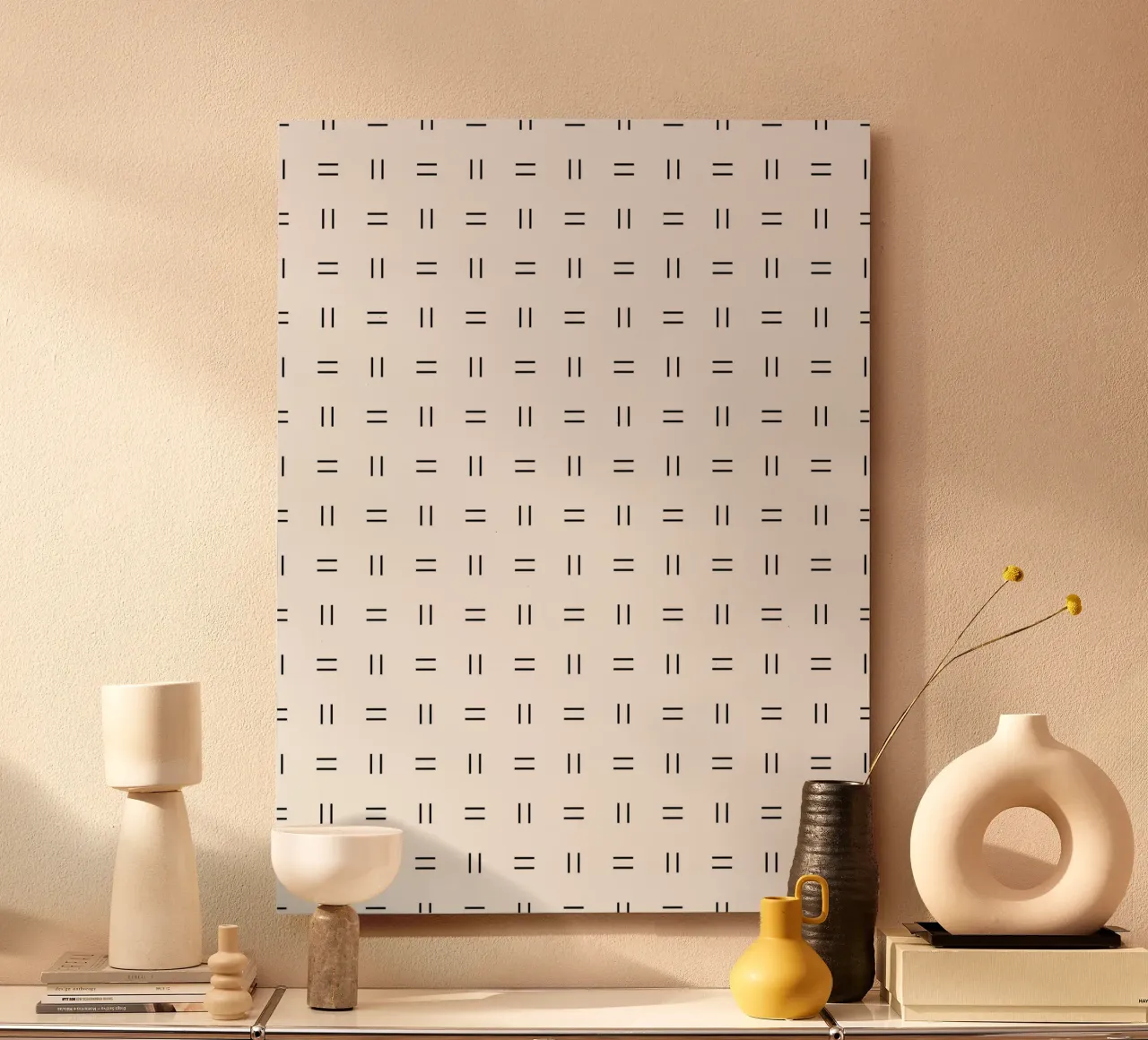 Linee doppie minimaliste scandivano | Nero su bianco alluminio dibond da Beauty in Simplicity