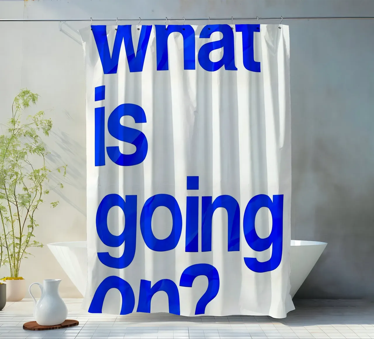 "what is going on?" tenda da doccia da Type & Tape