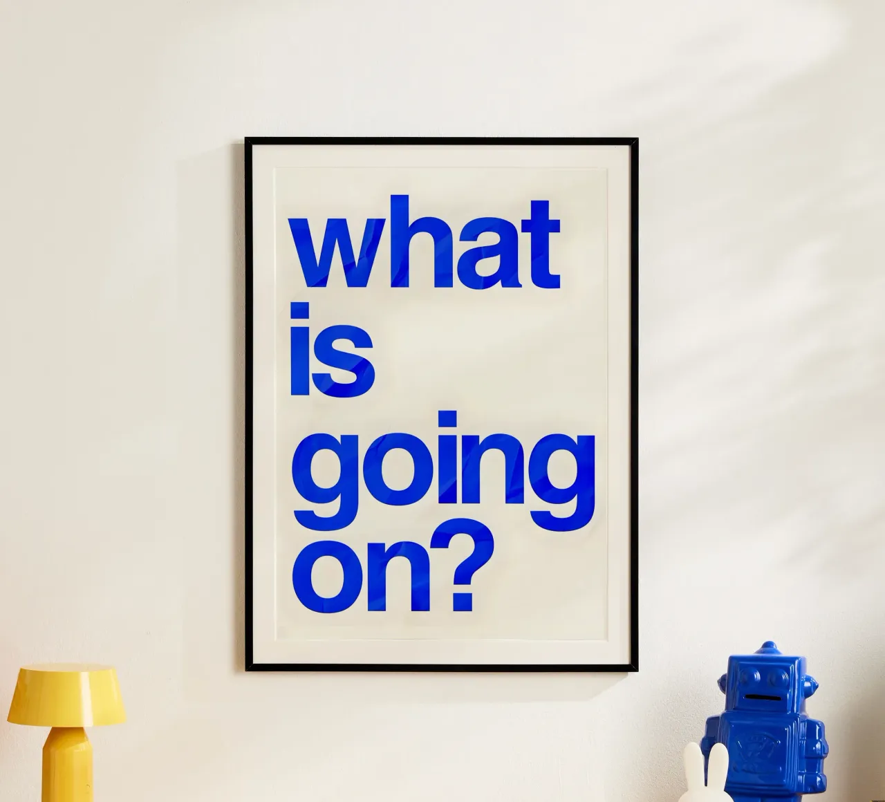 "what is going on?" poster con telaio in alluminio da Type & Tape