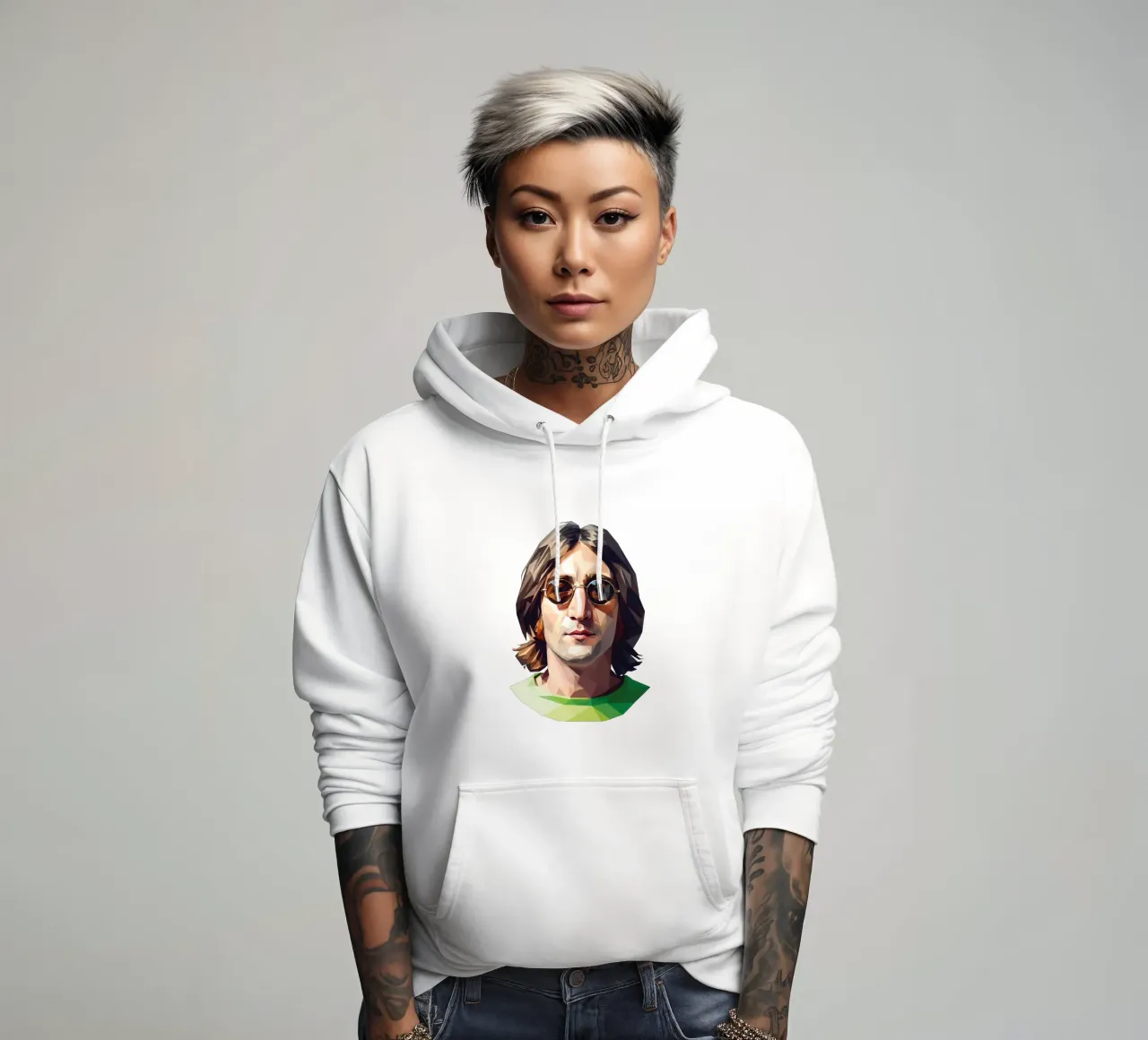 John Lennon Low poly felpa con cappuccio da Low Profile