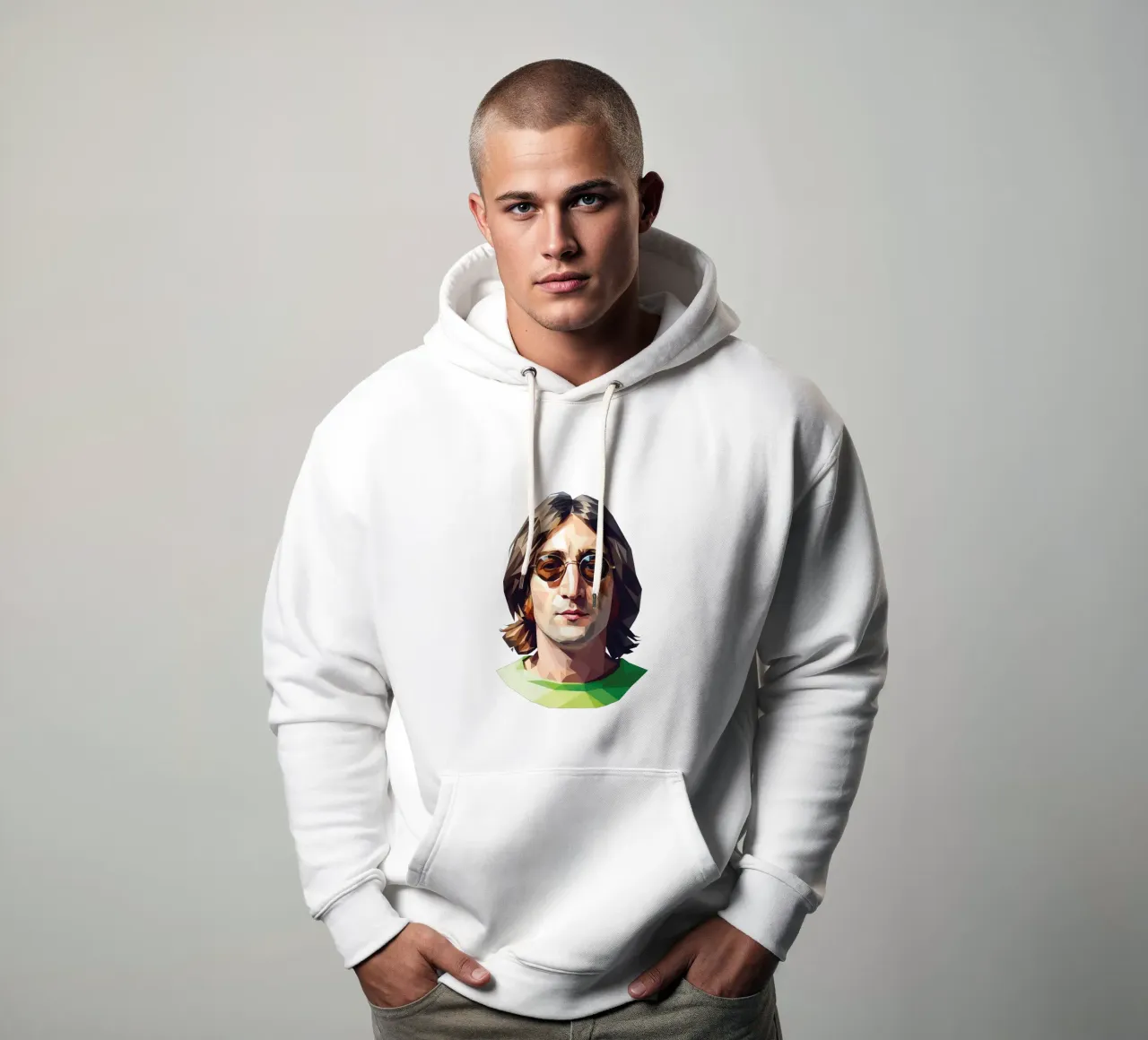 John Lennon Low poly felpa con cappuccio da Low Profile