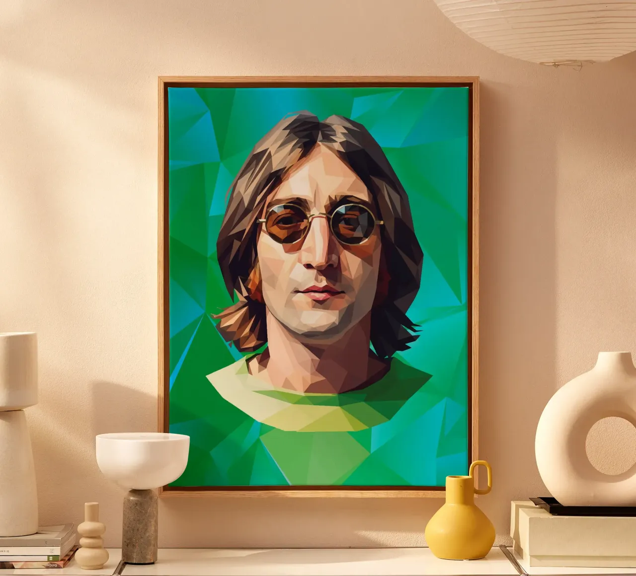John Lennon Low poly tela con Cornice a cassetta da Low Profile