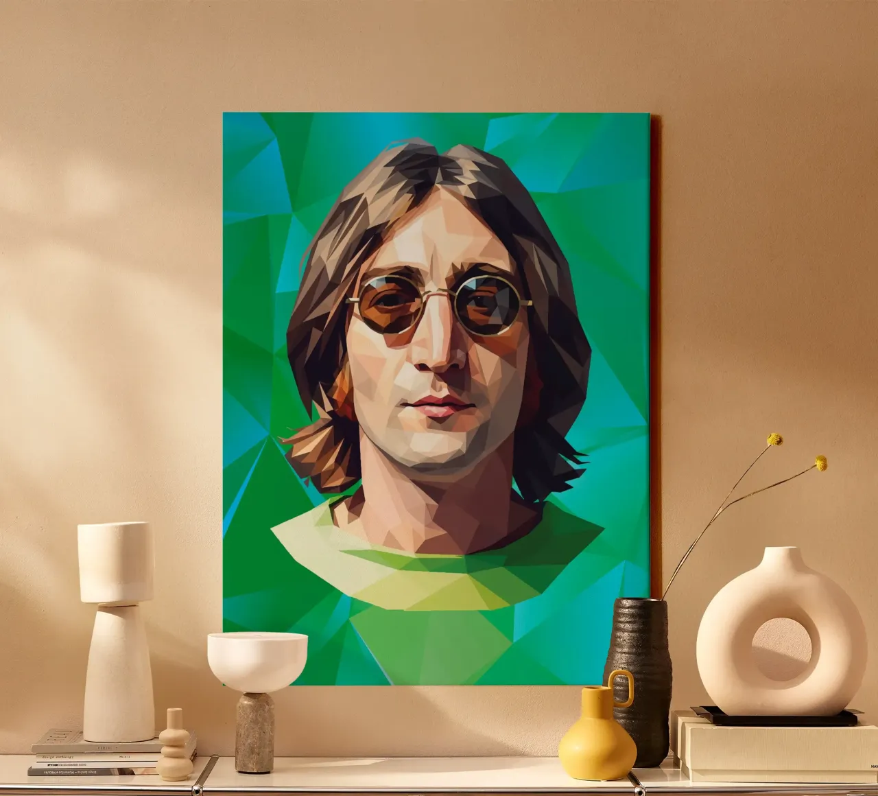 John Lennon Low poly tela con Cornice a cassetta da Low Profile