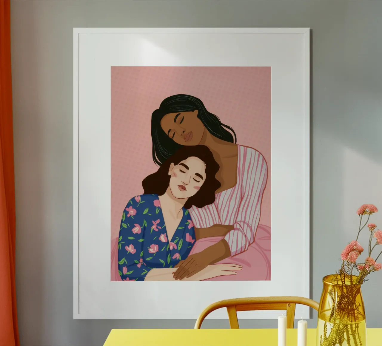 Tenero abbraccio d'amore poster con telaio in legno da Nova Glaze