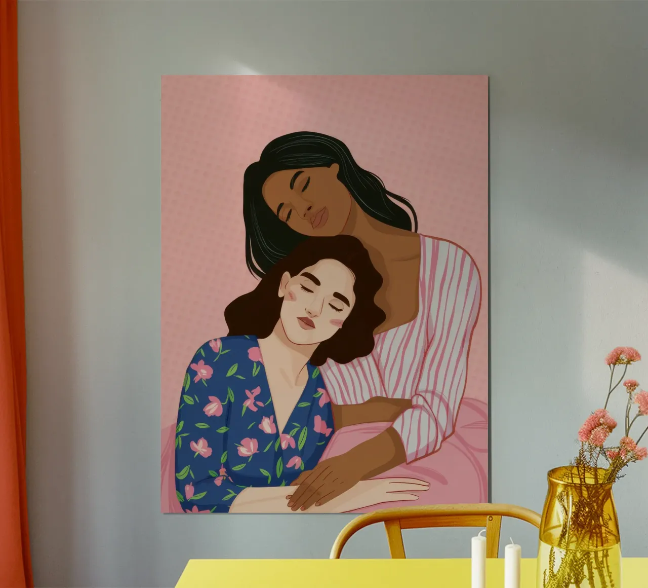 Tenero abbraccio d'amore poster con telaio in legno da Nova Glaze