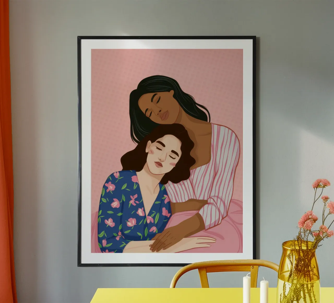 Tenero abbraccio d'amore poster con telaio in legno da Nova Glaze