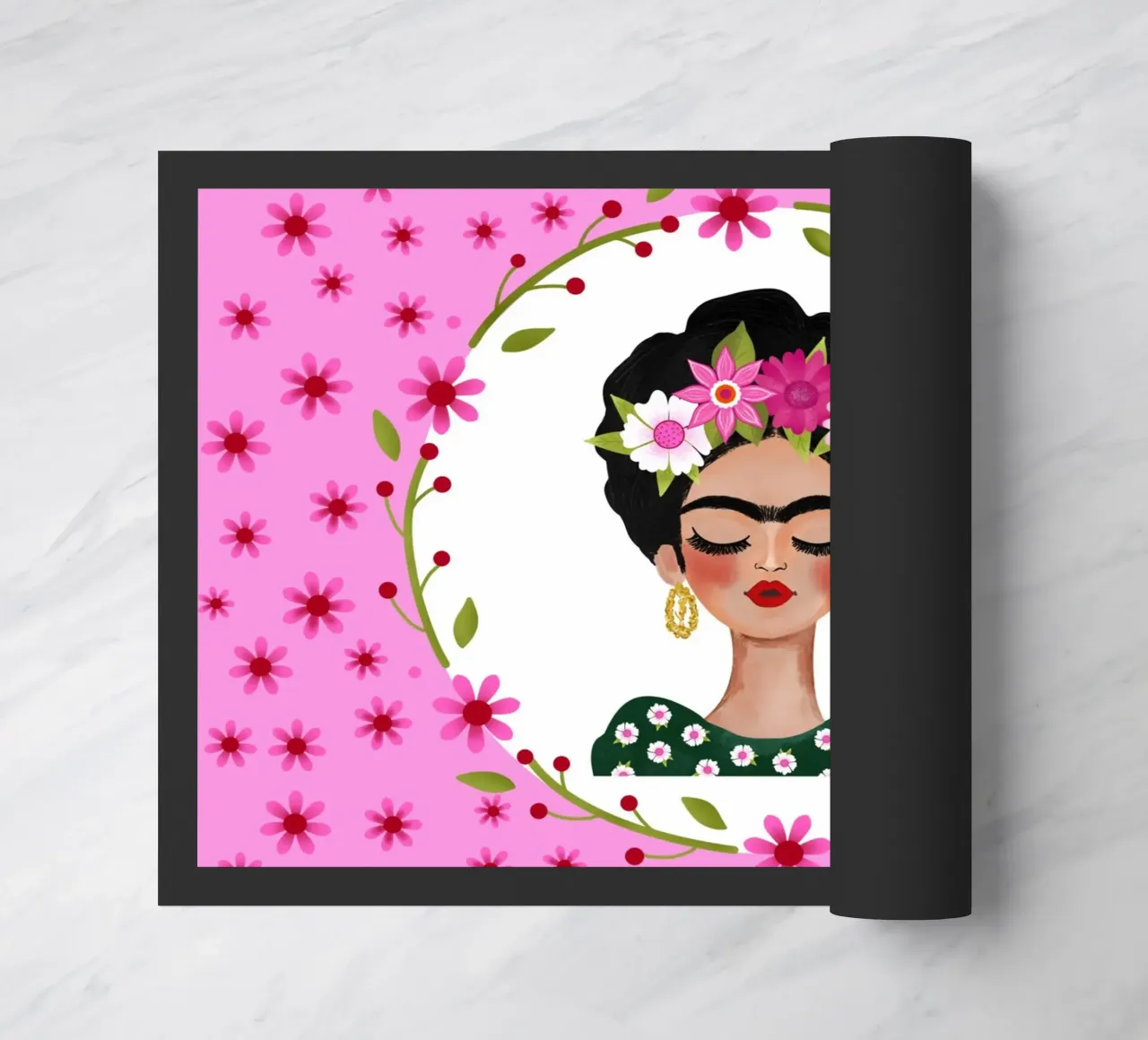 Frida impertinente sui fiori rosa zerbino da ElfenStil