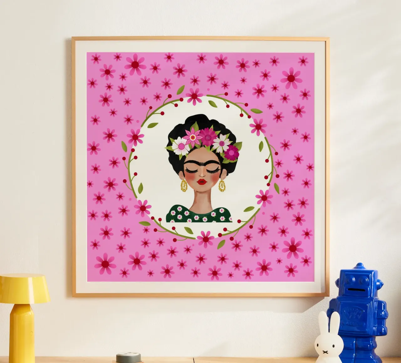 Frida impertinente sui fiori rosa poster da ElfenStil