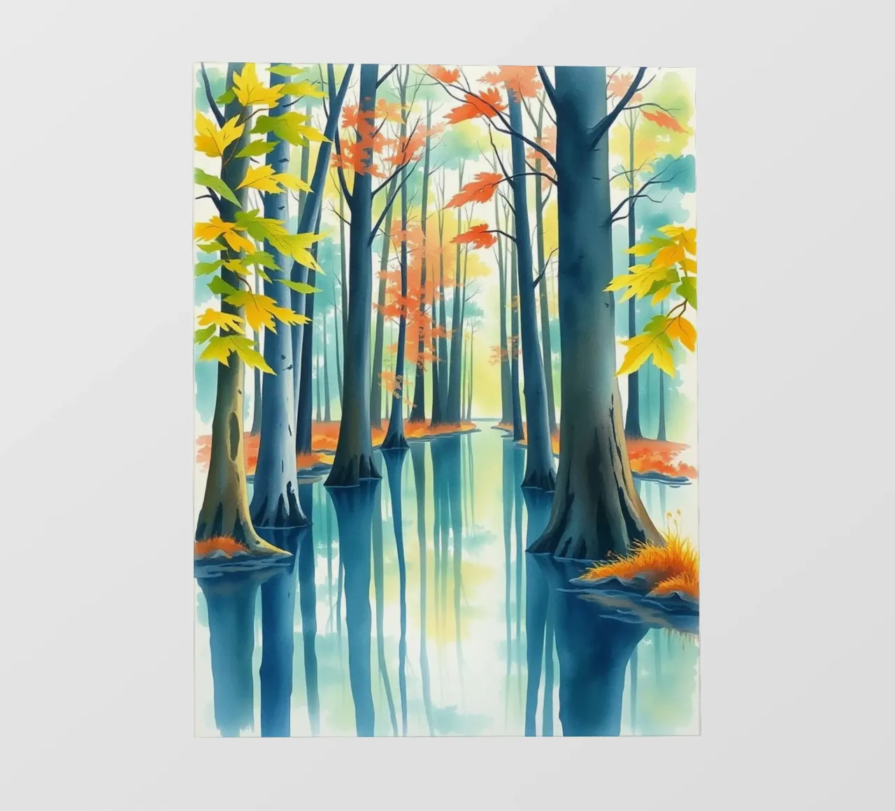 Riflessi dell'abbraccio dell'autunno: Un viaggio sereno attraverso pellicola backlit da Artistic-shop
