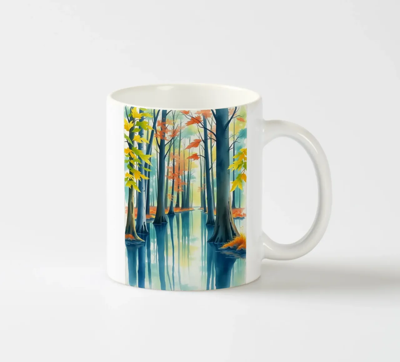 Riflessi dell'abbraccio dell'autunno: Un viaggio sereno attraverso tazza in ceramica da Artistic-shop