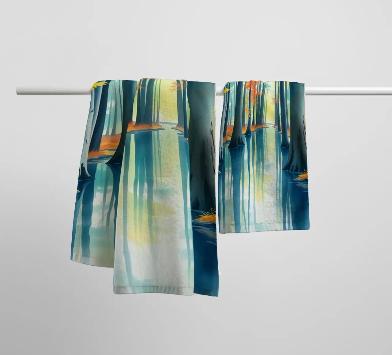 Reflections of Autumn's Embrace: A Serene Journey Through towel by Artistic-shop