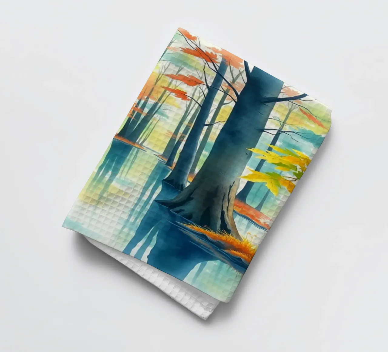 Reflets de l'étreinte de l'automne : Un voyage serein à travers torchon de Artistic-shop