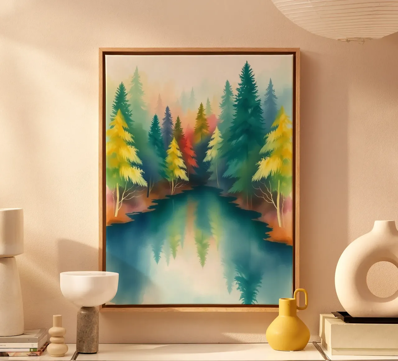 Whispering Pines au bord d'un lac embrassé par la brume toile avec Caisse américaine de Artistic-shop