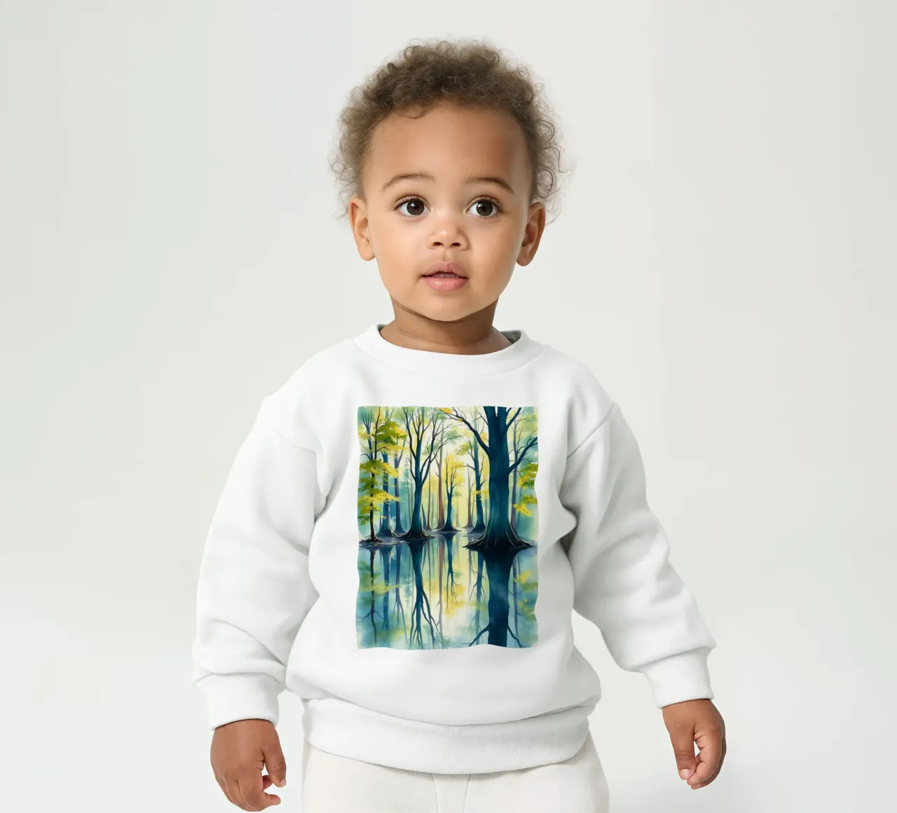Riflesso d'autunno incantato: Una serena foresta acquerellata Lan felpa neonato da Artistic-shop