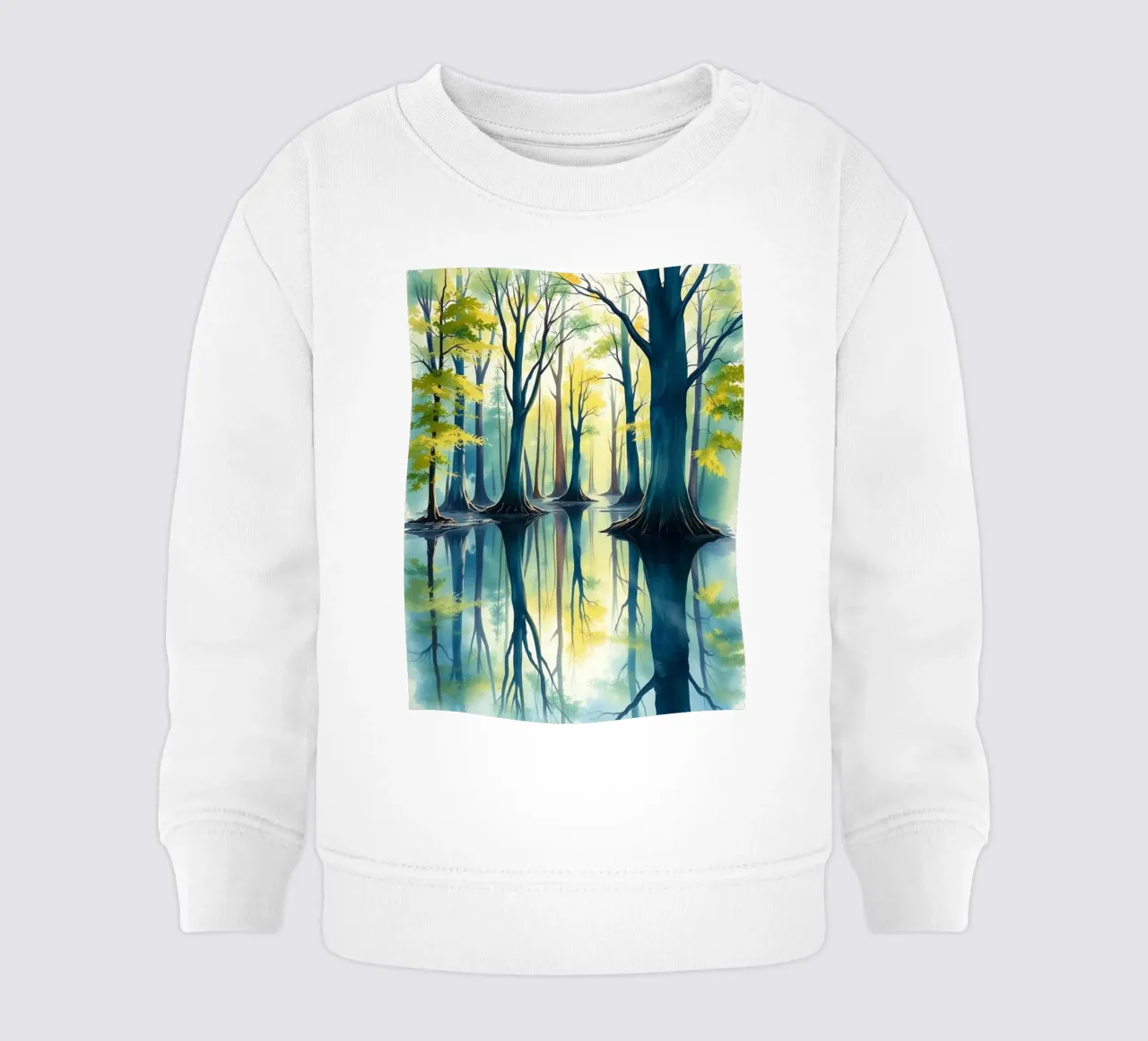 Riflesso d'autunno incantato: Una serena foresta acquerellata Lan felpa neonato da Artistic-shop
