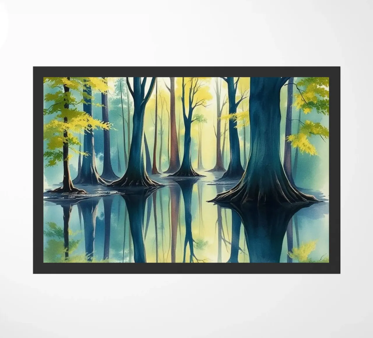 Riflesso d'autunno incantato: Una serena foresta acquerellata Lan zerbino da Artistic-shop
