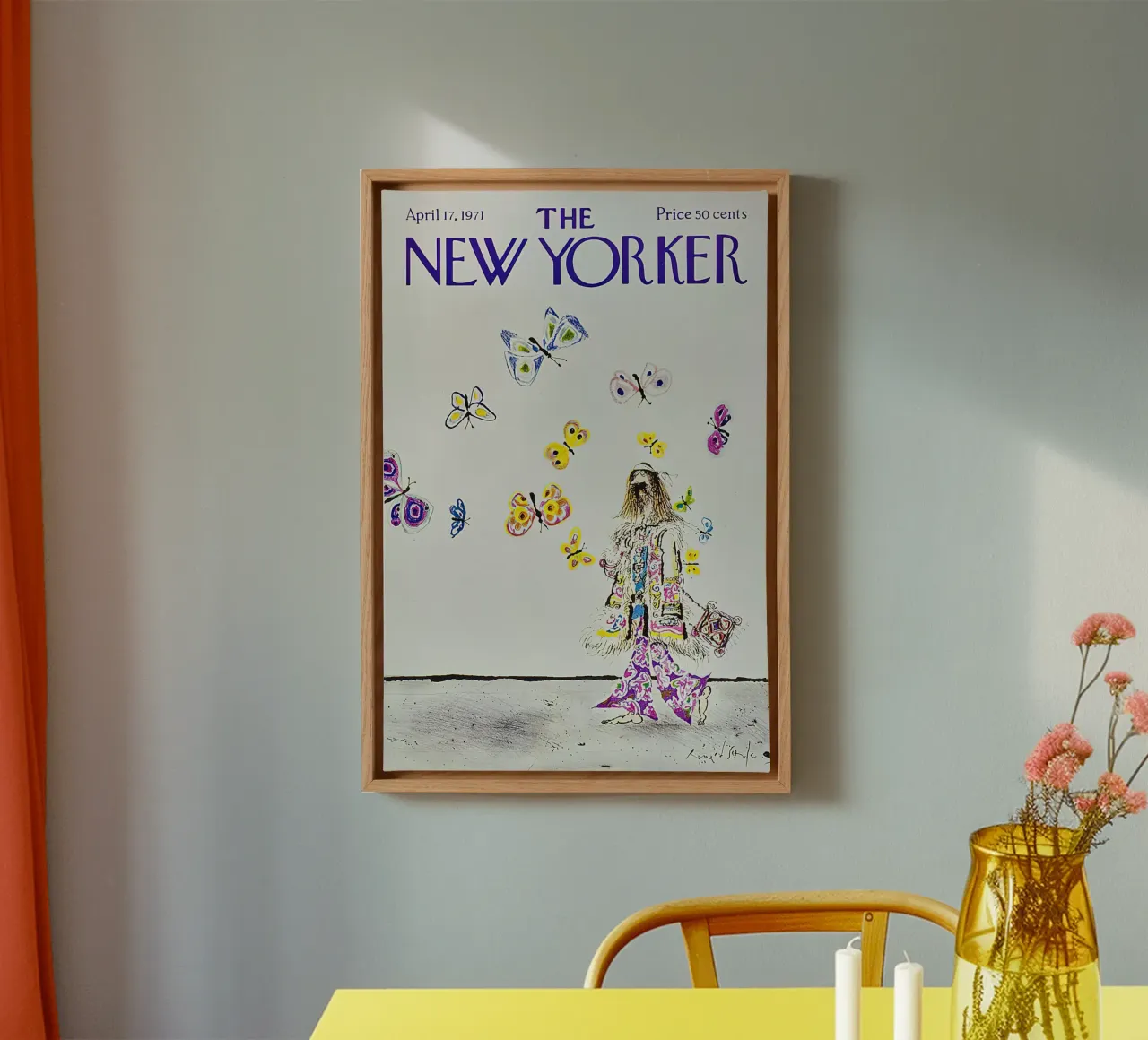Il New Yorker 17 aprile 1971 tela con Cornice a cassetta da Mr.Lorenzo