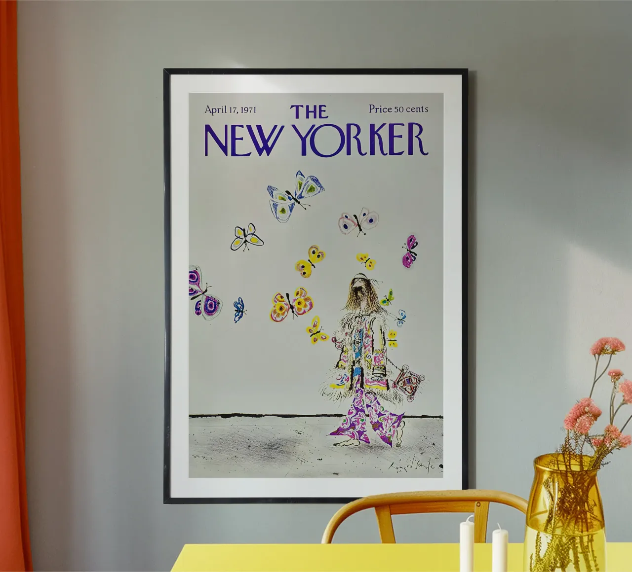 Il New Yorker 17 aprile 1971 poster con telaio in legno da Mr.Lorenzo