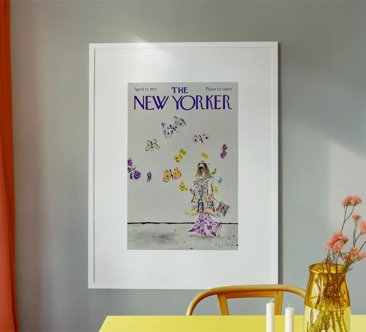 Il New Yorker 17 aprile 1971 poster con telaio in legno da Mr.Lorenzo