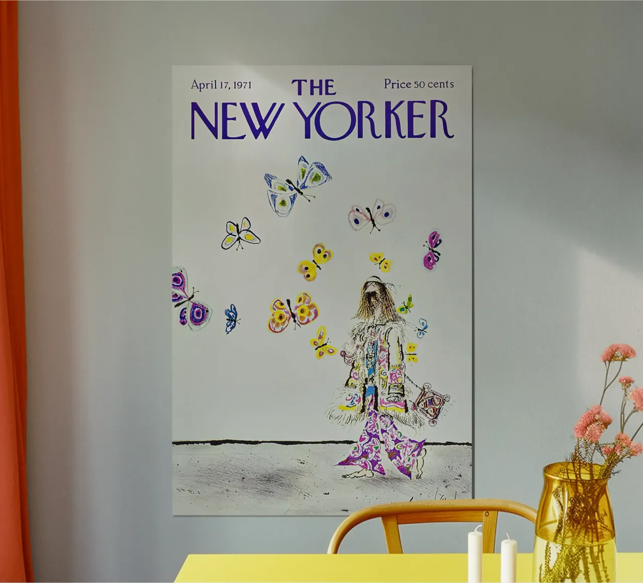 Il New Yorker 17 aprile 1971 poster con telaio in legno da Mr.Lorenzo