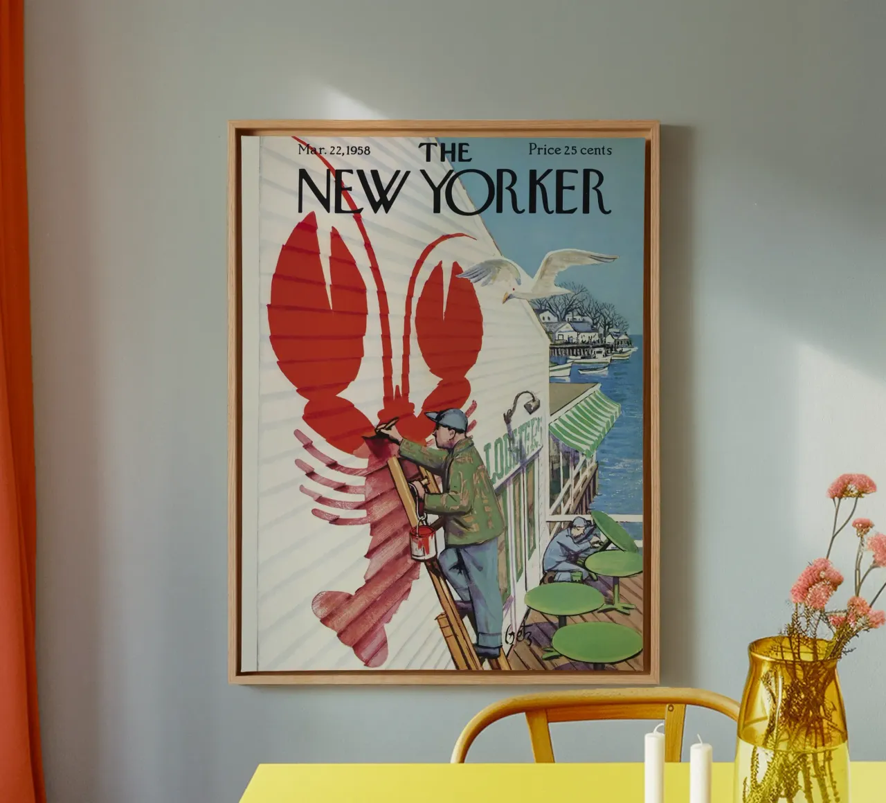 Il New Yorker sabato 22 marzo 1958 tela con Cornice a cassetta da Mr.Lorenzo