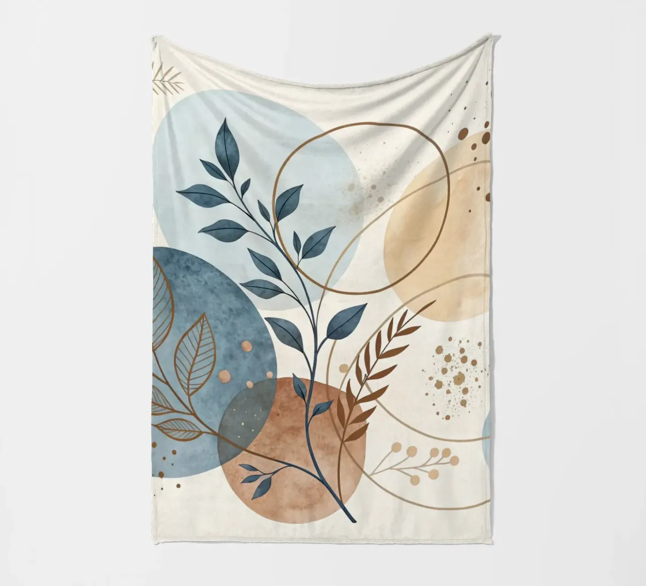 Astratto botanico bohémien: un acquerello dai toni sereni della terra coperta in pile da Artistic-shop
