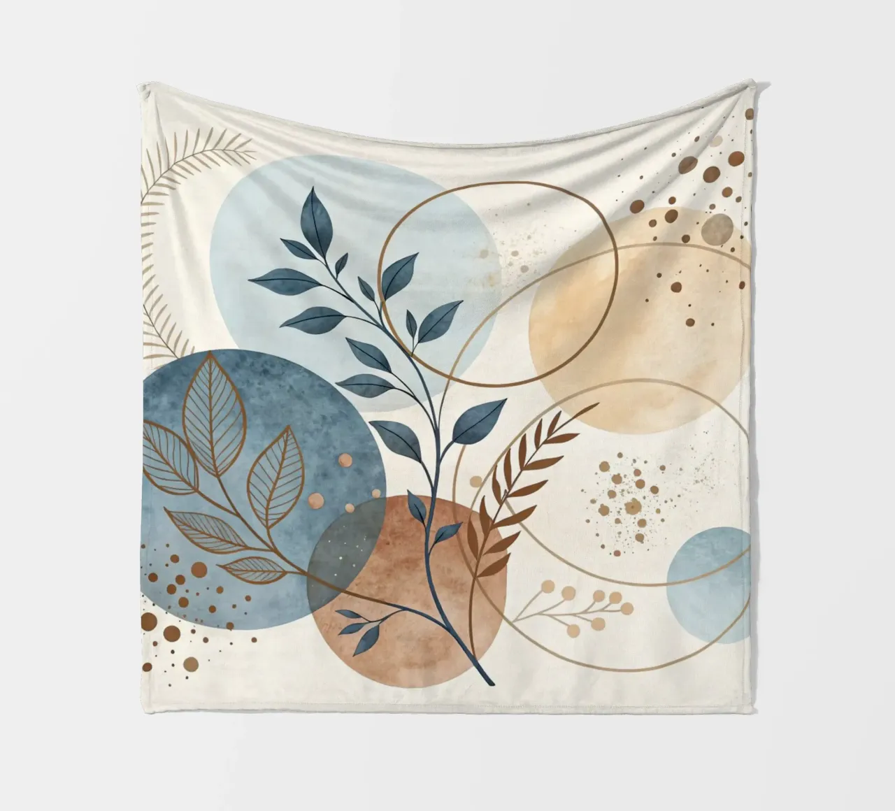 Astratto botanico bohémien: un acquerello dai toni sereni della terra coperta in pile da Artistic-shop