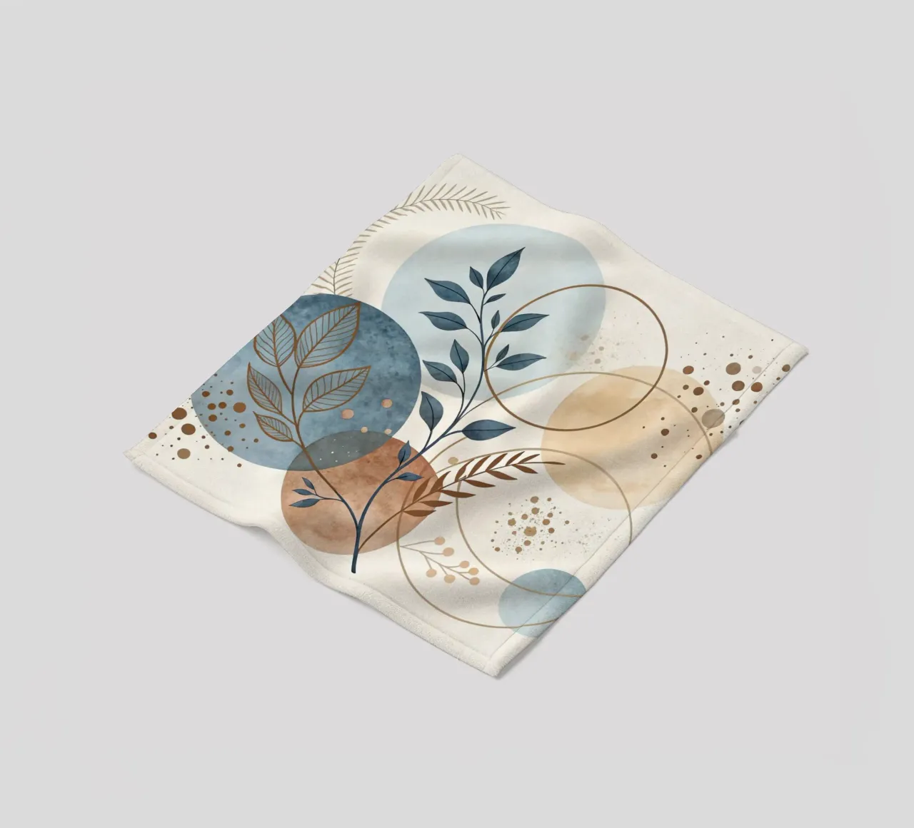 Astratto botanico bohémien: un acquerello dai toni sereni della terra coperta in pile da Artistic-shop