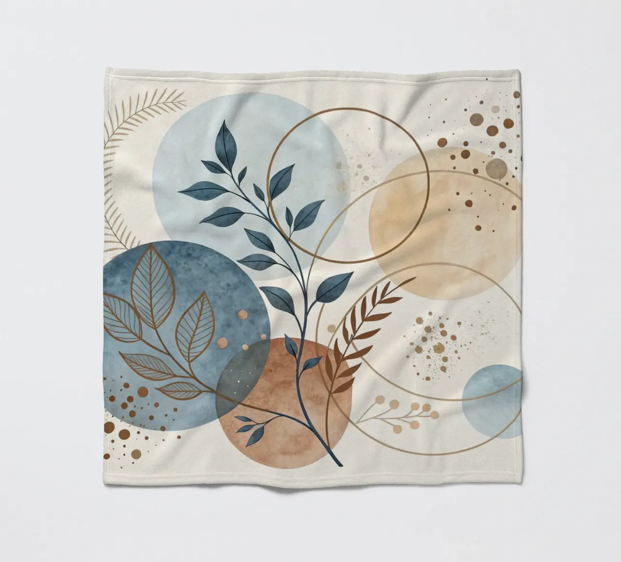 Astratto botanico bohémien: un acquerello dai toni sereni della terra coperta in pile da Artistic-shop