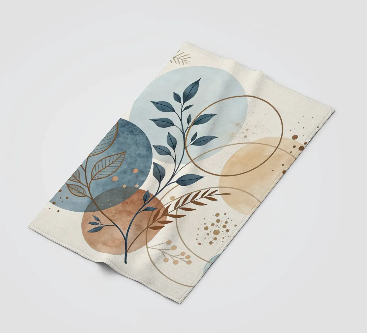 Astratto botanico bohémien: un acquerello dai toni sereni della terra coperta in pile da Artistic-shop