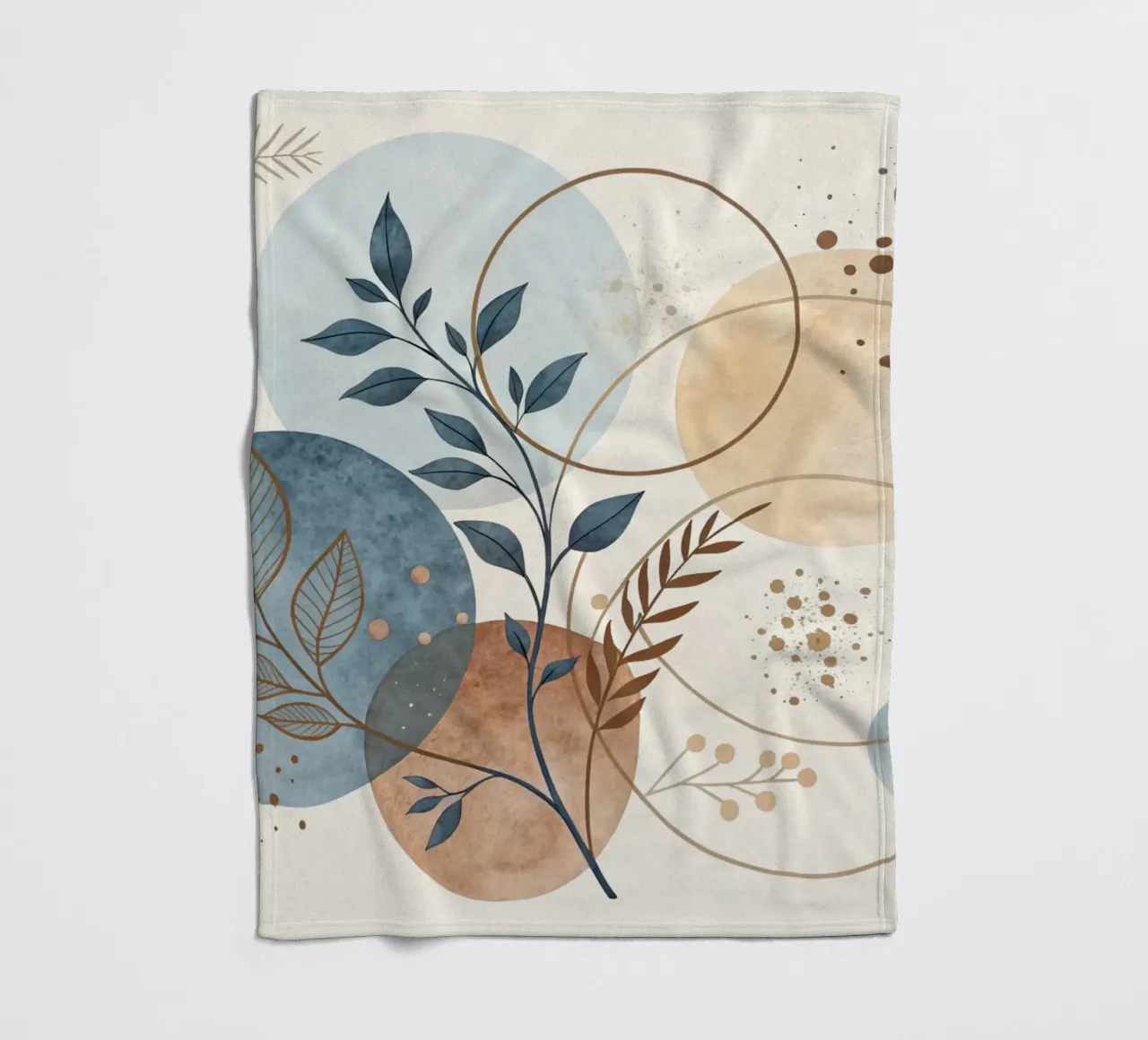 Astratto botanico bohémien: un acquerello dai toni sereni della terra coperta in pile da Artistic-shop